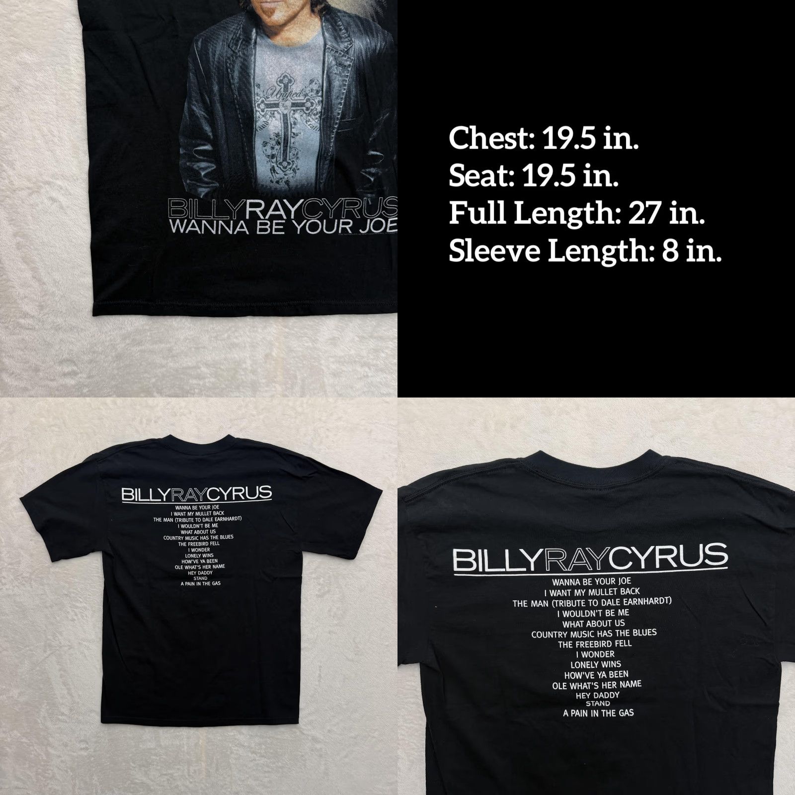Gildan VINTAGE Billy Ray Cyrus Wanna Be Your Joe Shirt Mens Medium Black Shirt Mens Medium Black Billy Ray Cyrus Music Country Band Size US M / EU 48-50 / 2 - 8 Thumbnail