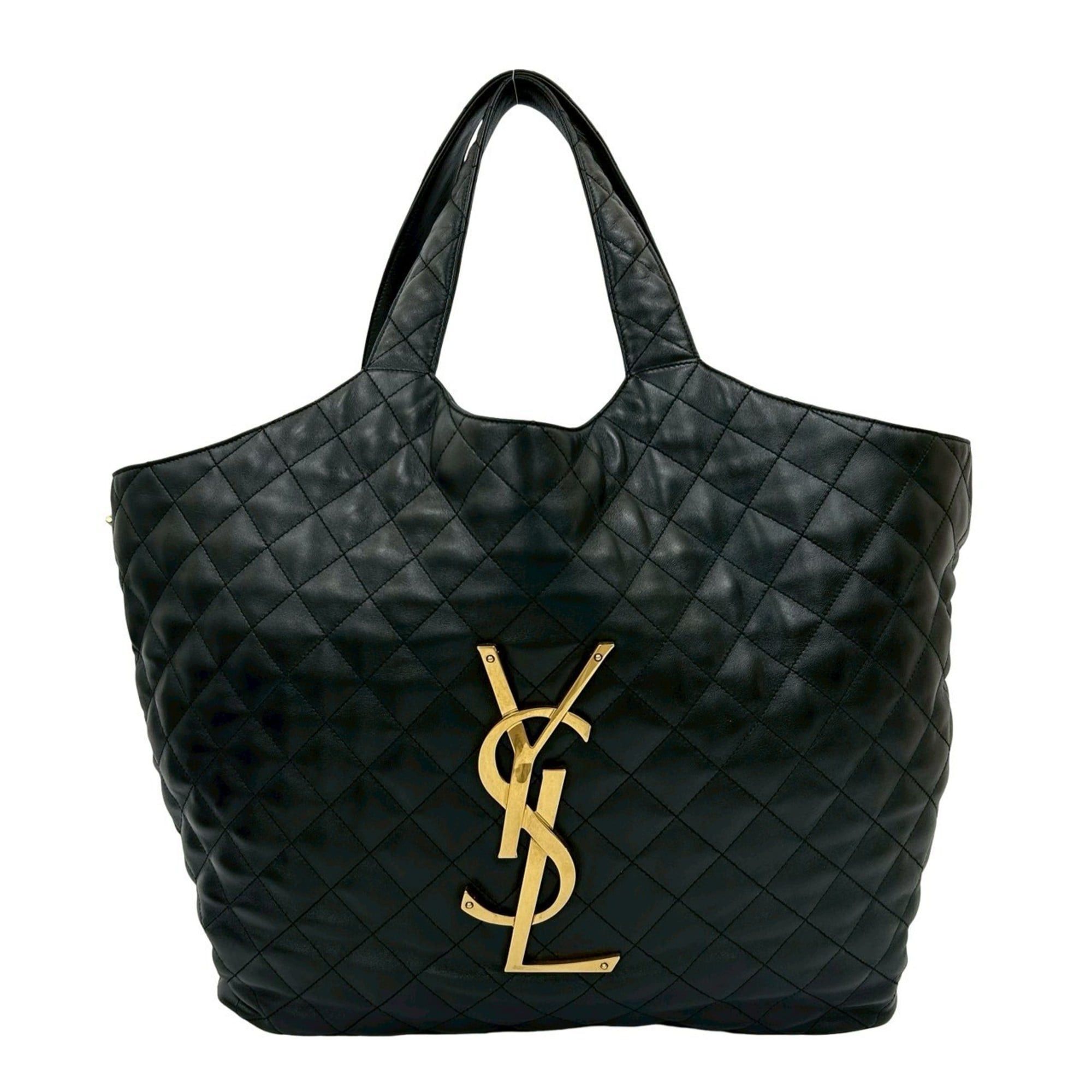 Saint Laurent Paris Yves Saint Laurent PARIS YSL Quilted Leather Tote Bag, Black, 37391 Size ONE SIZE - 1 Thumbnail