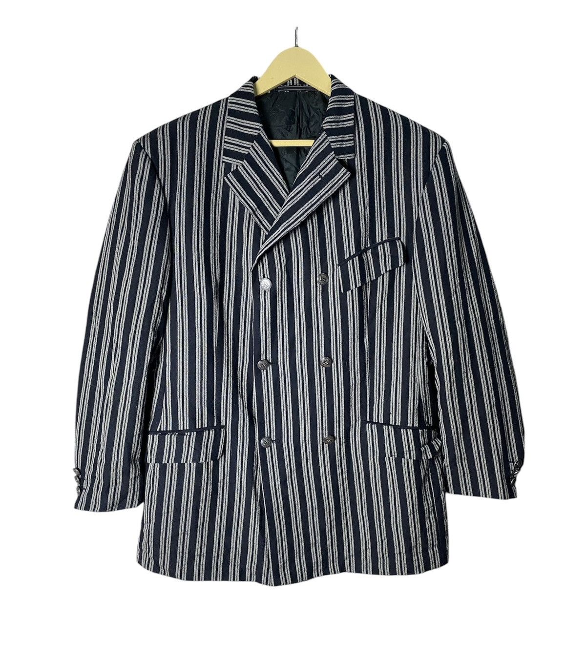 Versace × Vintage Vintage Versace V2 Stripes Blazer Size 44R - 1 Thumbnail