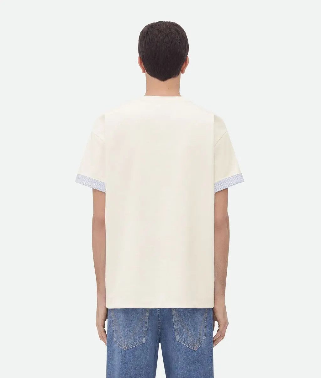 Bottega Veneta o1lf3ng11025 Double Layer Cotton Check T-Shirt in Off-White Size US S / EU 44-46 / 1 - 2 Thumbnail