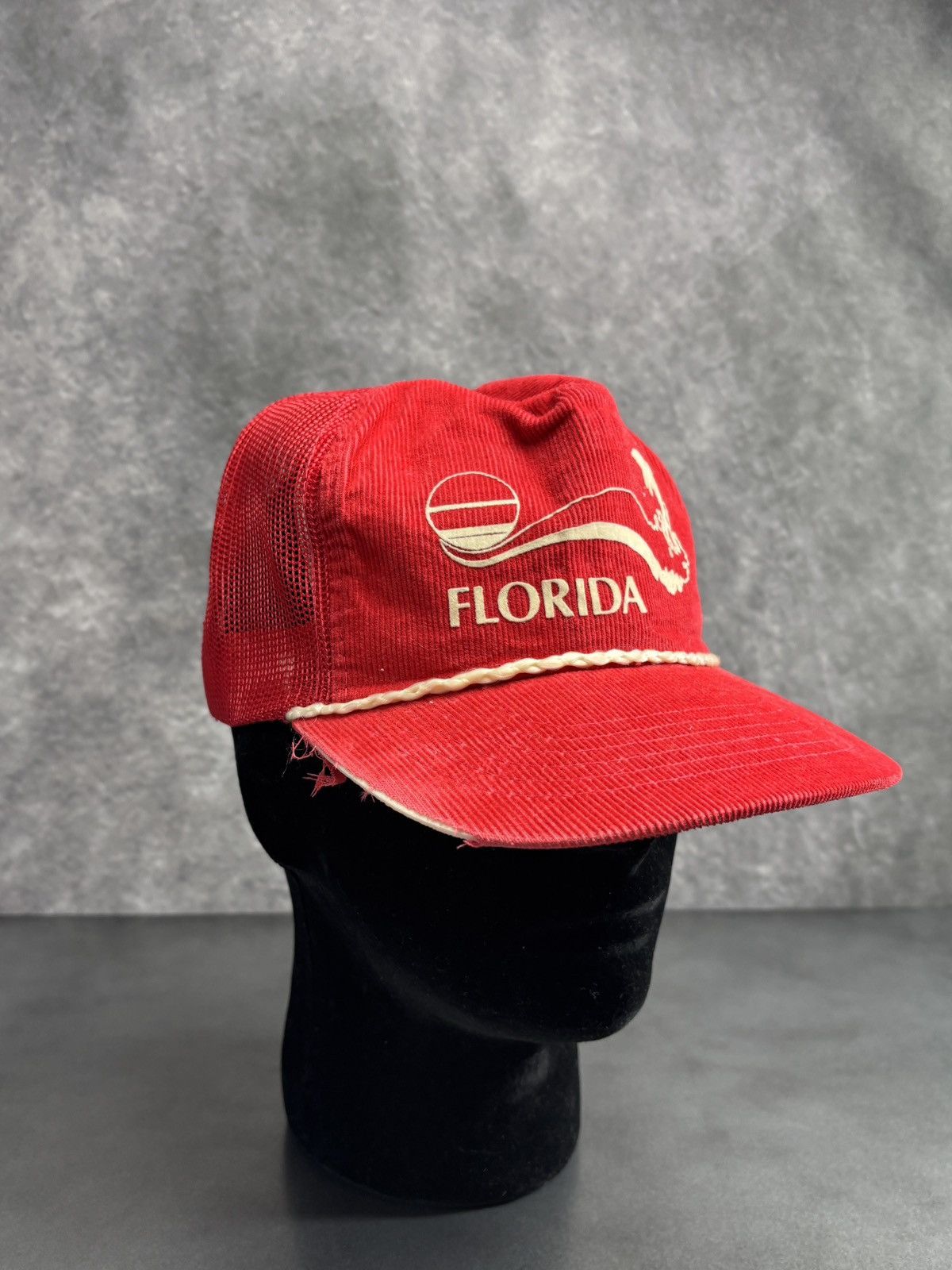 Vintage 1980s Vintage Corduroy Trucker Hat Mesh Snapback Thrashed Size ONE SIZE - 12 Thumbnail