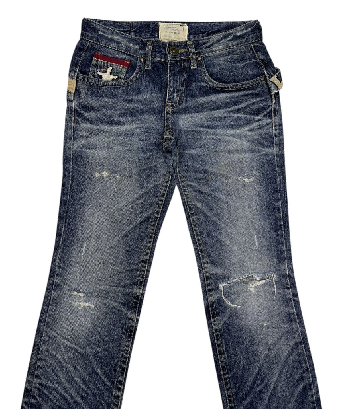If Six Was Nine RARE🔥YOSHITOMO NARA LOLITA DISTRESSED DENIM JEANS Size US 31 - 6 Thumbnail