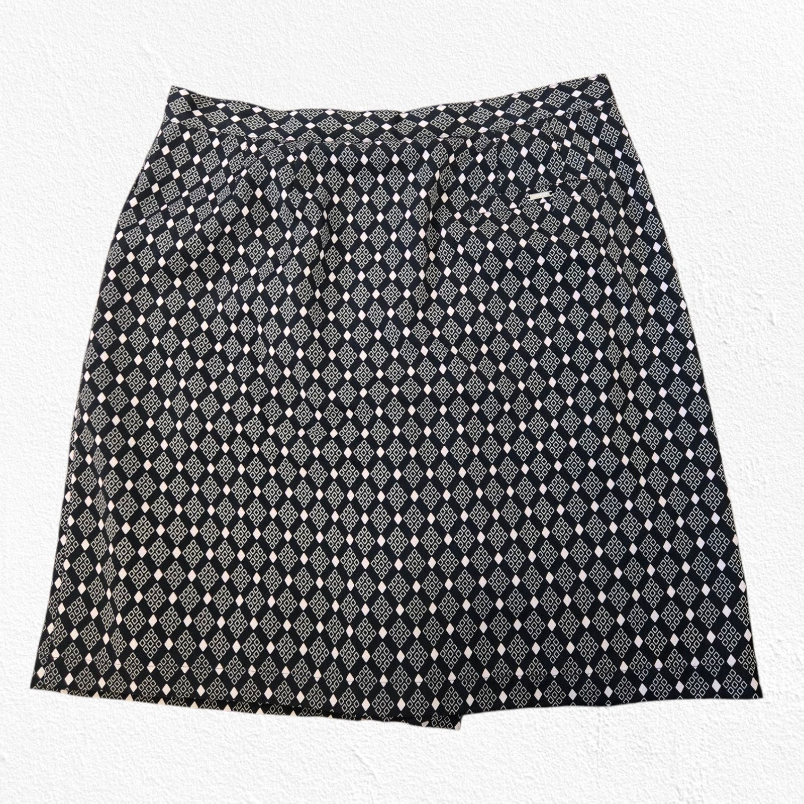 Vintage 1990s Black Beige Diamond Golf Skirt Skort Size 12 Size 34" / US 12 / IT 48 - 13 Thumbnail