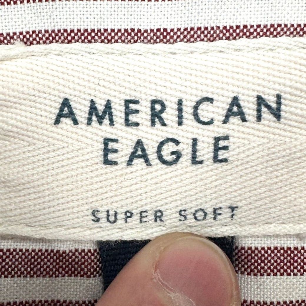 Vintage American Eagle Button-Down Shirt Mens 2XL Red White Striped Casual Button-Up Adults Size US XXL / EU 58 / 5 - 4 Thumbnail