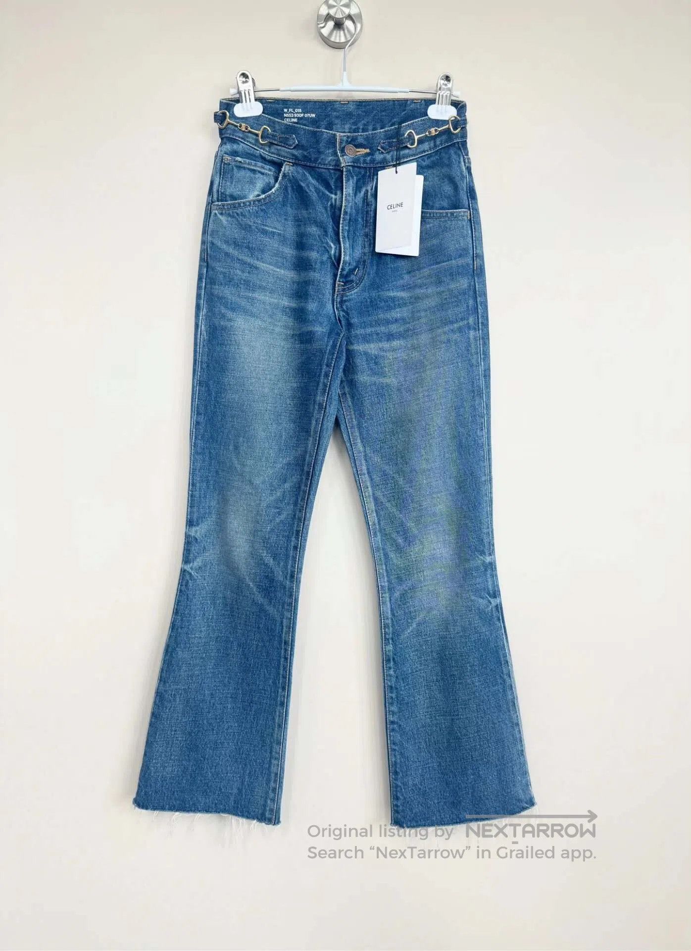 Celine CELINE Blue Washed Aged Horsebit Denim Pants| Size 25" / US 0 / IT 36 - 1 Thumbnail