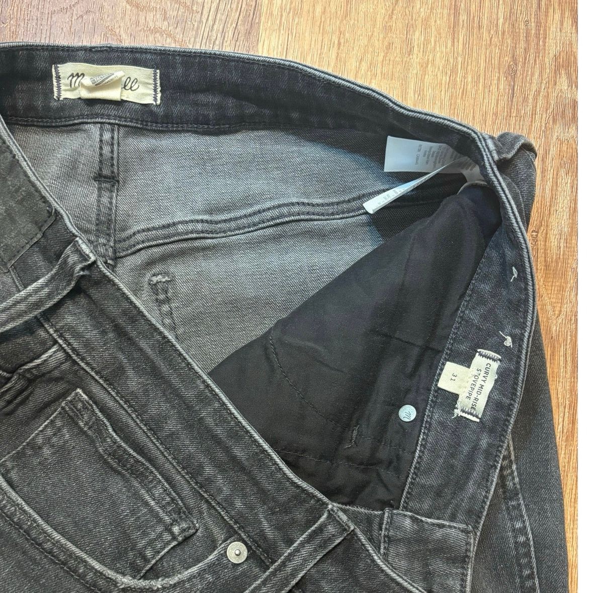Madewell Madewell Curvy Mid Rise Stovepipe Jeans Size 31 Black Wash Size 31" - 3 Thumbnail
