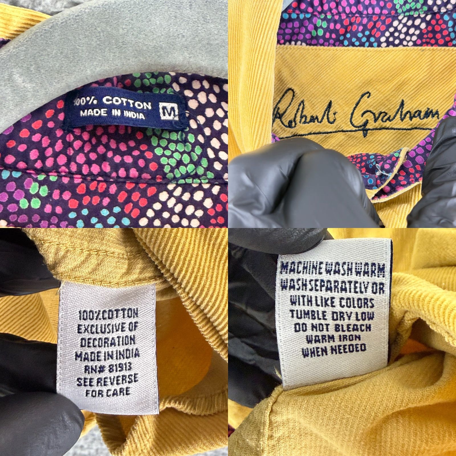 Robert Graham Robert Graham Button-Up Shirt Men Medium Yellow Corduroy Long Sleeve 100% Cotton Size US M / EU 48-50 / 2 - 8 Thumbnail