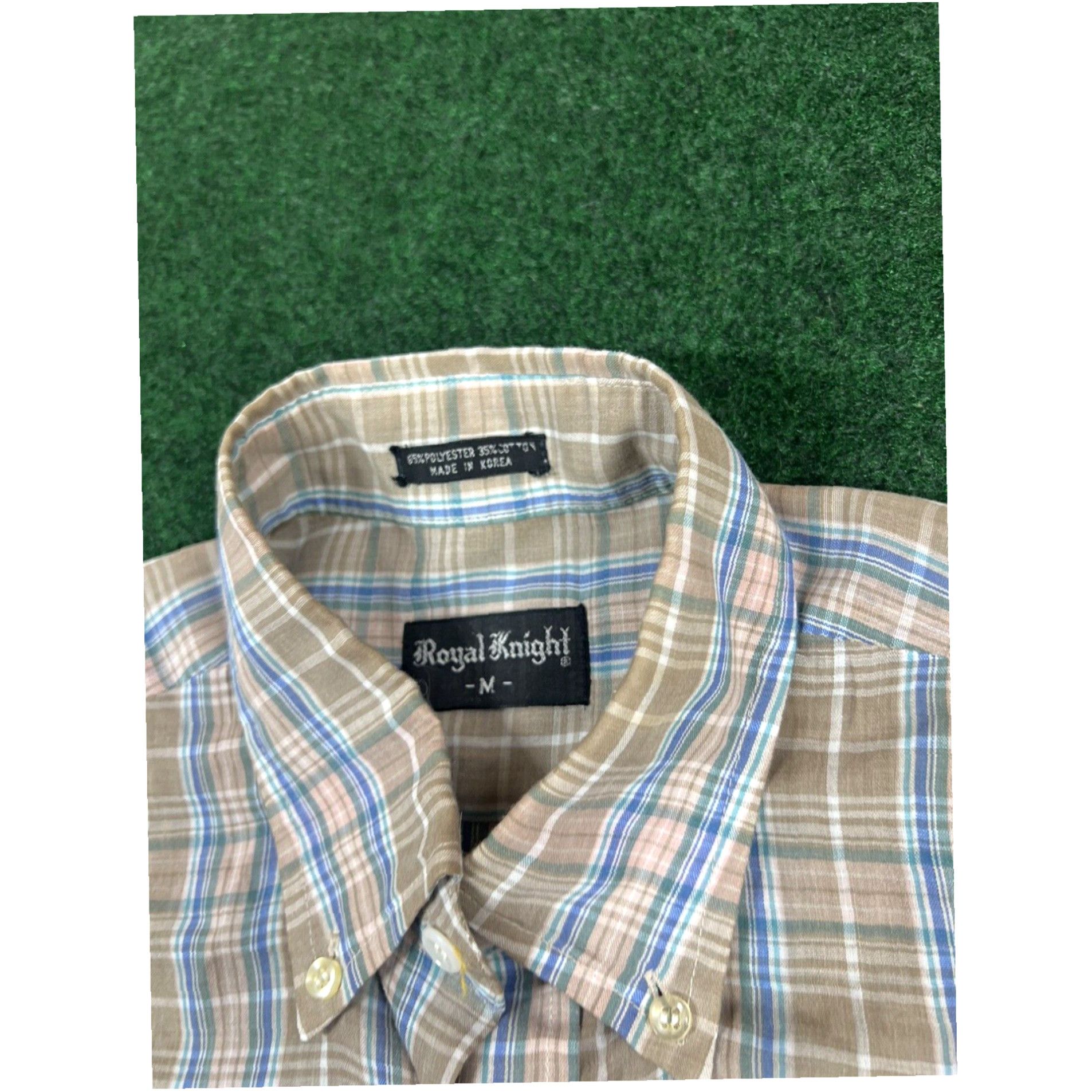 Vintage Vintage 80s 90s Royal Knight Plaid Sz Medium Button Up Dress Shirt Size 40R - 5 Thumbnail
