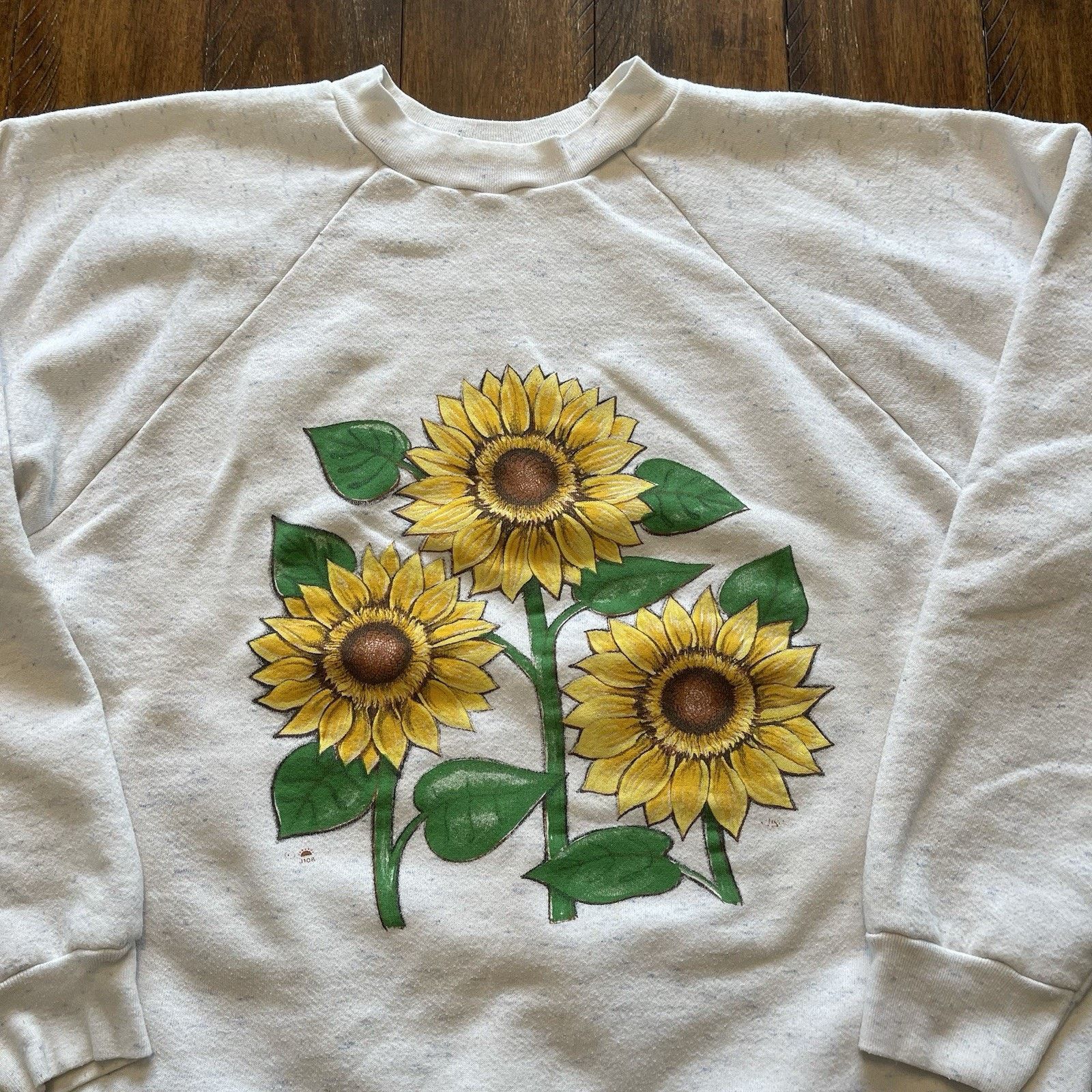 Vintage Vtg Sunflower Graphic Raglan Sweatshirt XXL White 90s USA Size US XXL / EU 58 / 5 - 2 Thumbnail