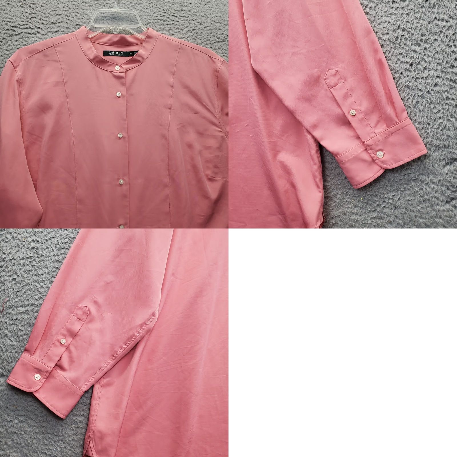 Ralph Lauren Lauren Ralph Lauren Shirt Women 3X Pink Long Sleeve Button Front Band Collar Size XXL / US 16-18 / IT 52-54 - 8 Thumbnail