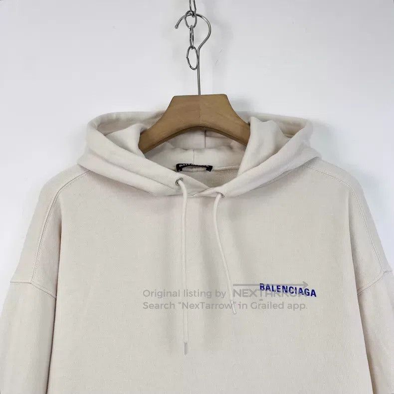 Balenciaga Balenciaga Cream white front and back logo print fleece ho Size US L / EU 52-54 / 3 - 4 Thumbnail
