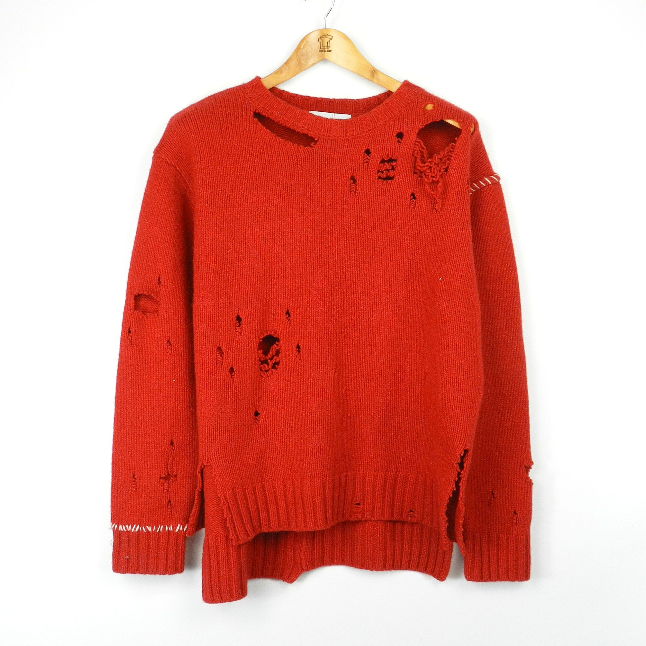 Ambush Design Ambush red destroyed sweater | Grailed