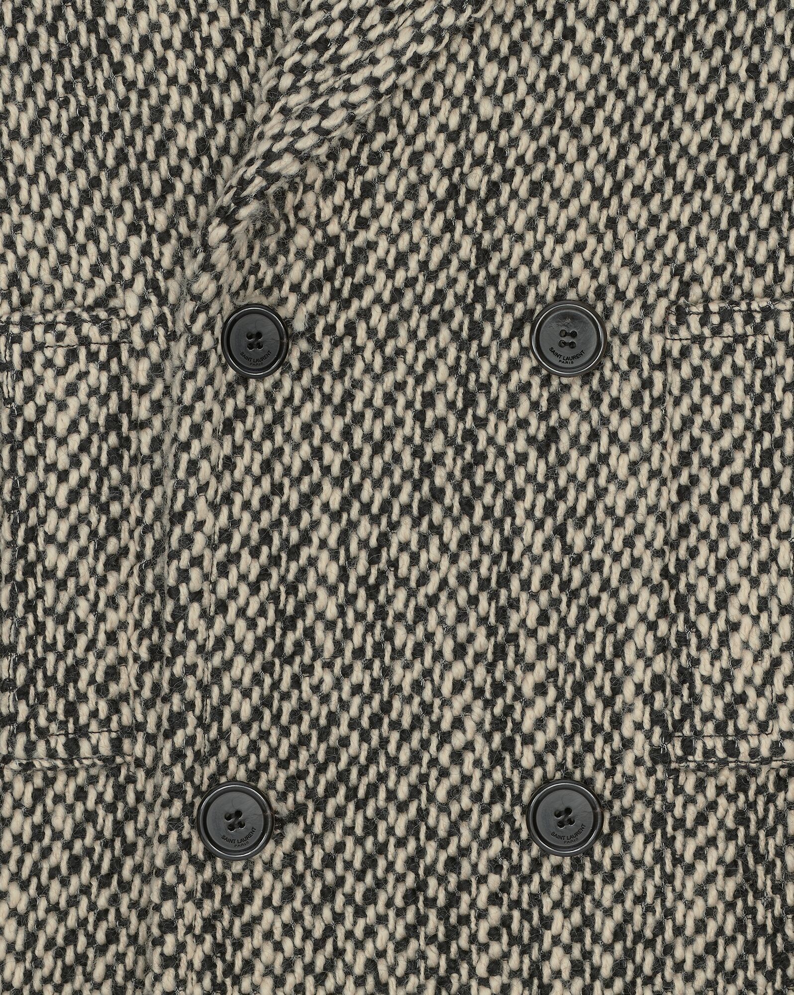 Saint Laurent Paris o1s1wg111124 Double-Breasted Coat in Tweed in Black/White Size XS / US 0-2 / IT 36-38 - 4 Thumbnail