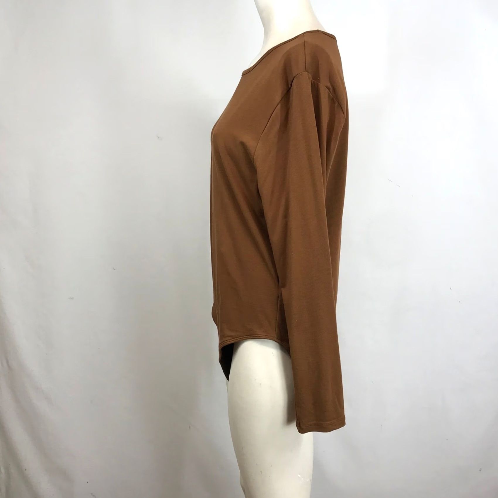 Old Navy Old Navy Bodysuit Long Sleeve Crew Neck Brown 2X Women Knit Solid Stretch Size XXL / US 16-18 / IT 52-54 - 6 Thumbnail