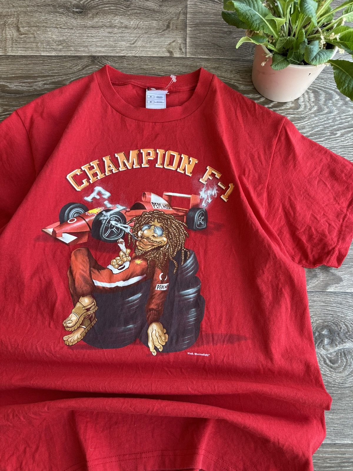 Formula 1 🔥 90s Bob Marley Formula 1 One Racing Ferrari T Shirt Shell Size US M / EU 48-50 / 2 - 1 Thumbnail