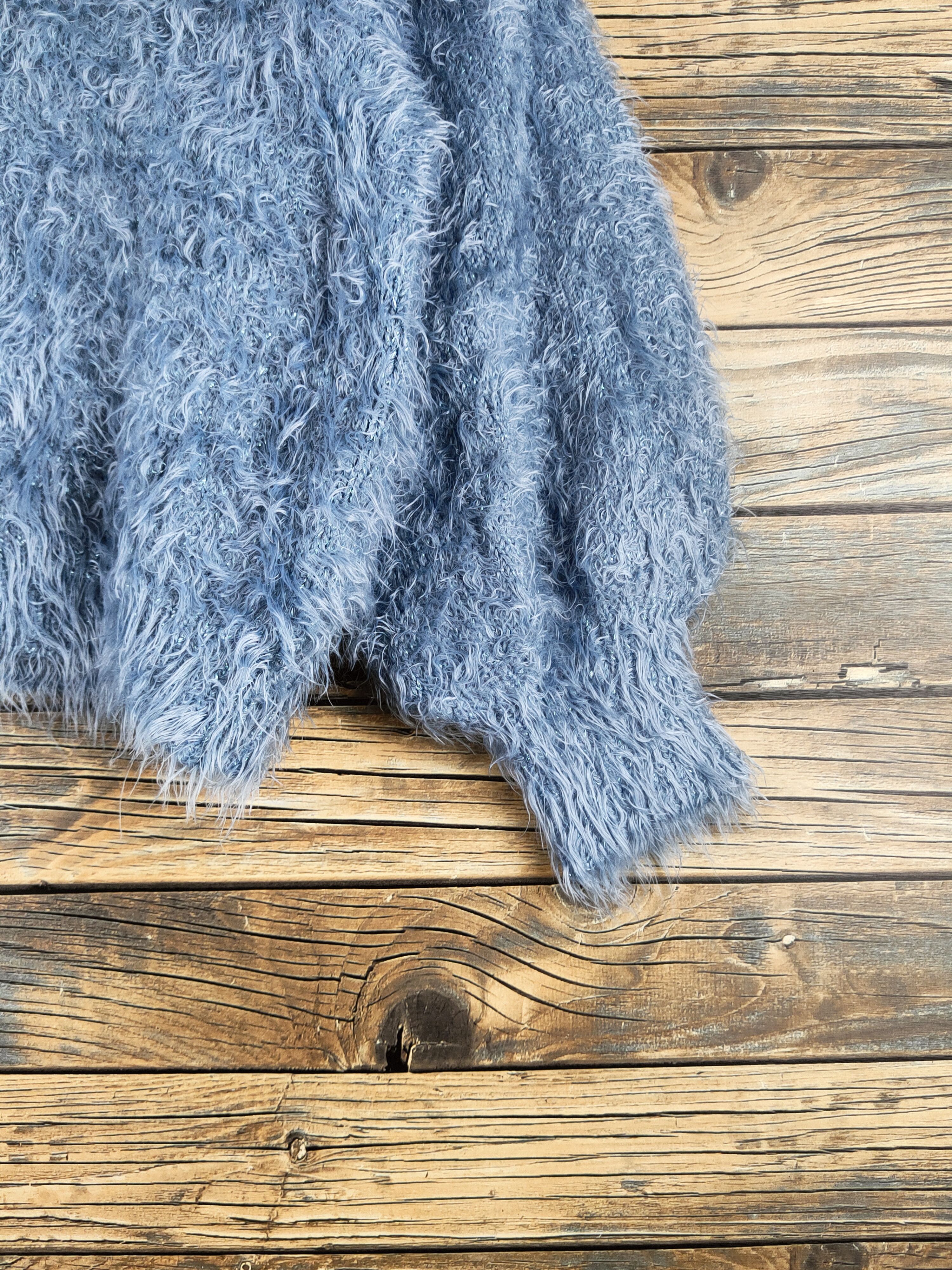 Japanese Brand Dl GU Blue Fur Mohair Knitwear #46-459 Size M / US 6-8 / IT 42-44 - 6 Thumbnail