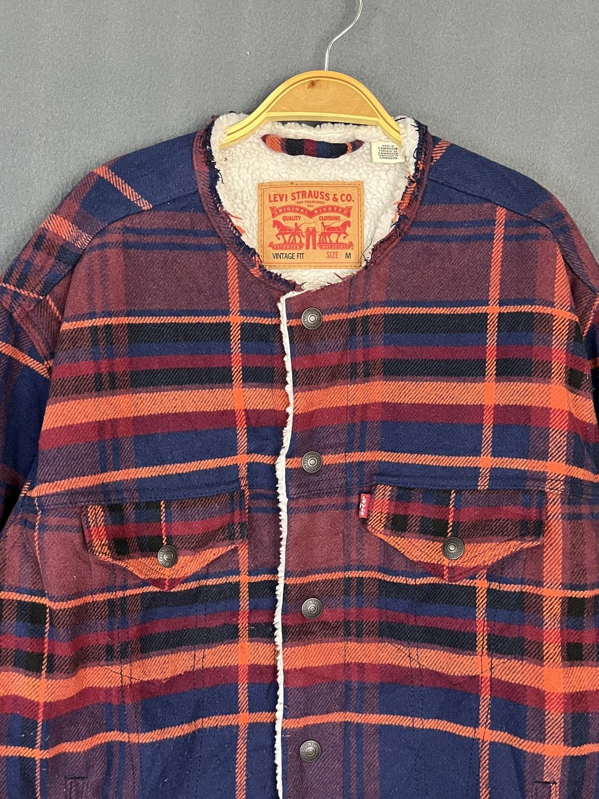 Levi's × Levi's Vintage Clothing Levis Plaid Sherpa Button Up Jacket Size US M / EU 48-50 / 2 - 3 Thumbnail