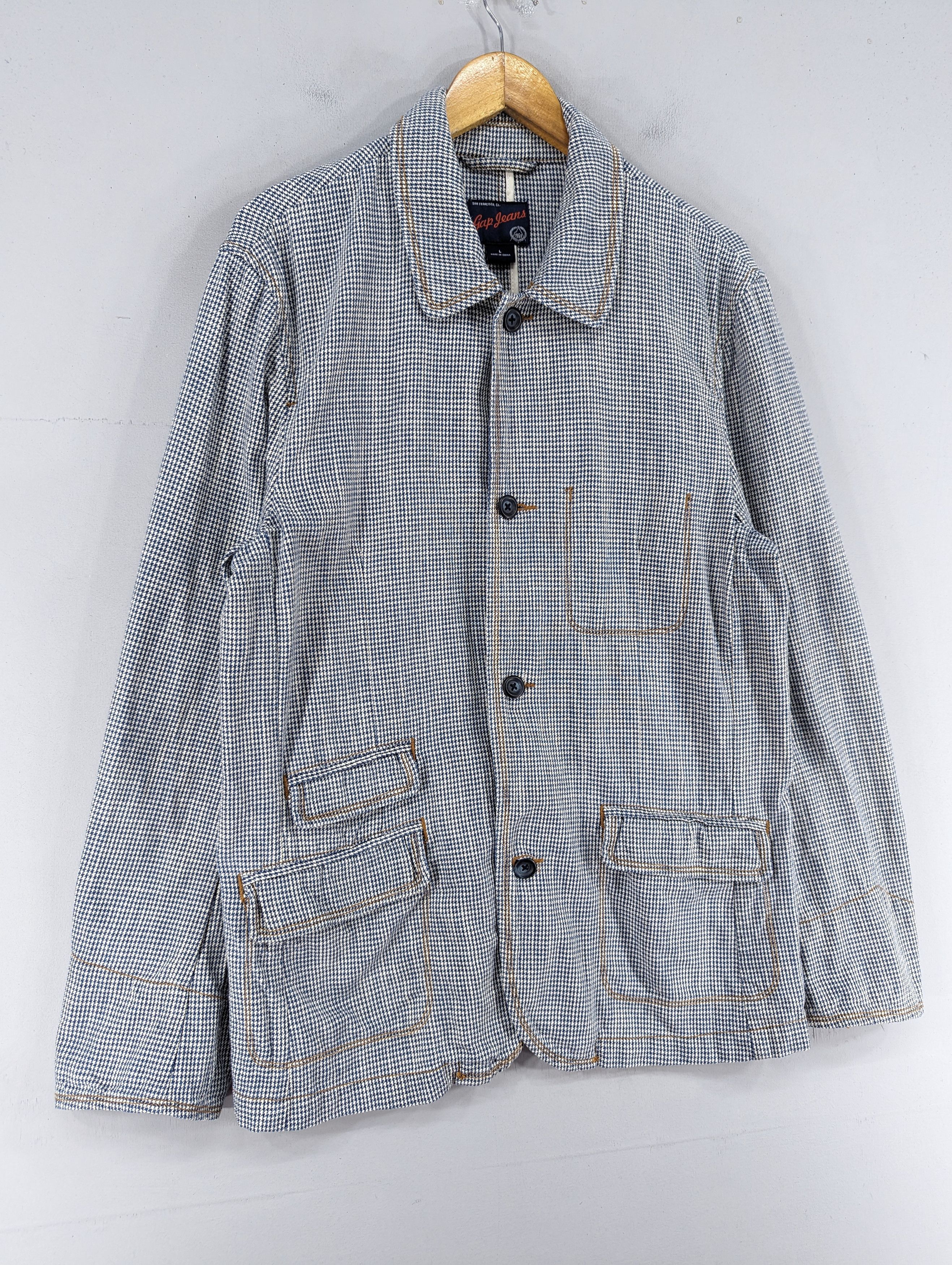 Gap Gap Jeans Houndstooth Cotton Coat Jacket Size US L / EU 52-54 / 3 - 3 Thumbnail