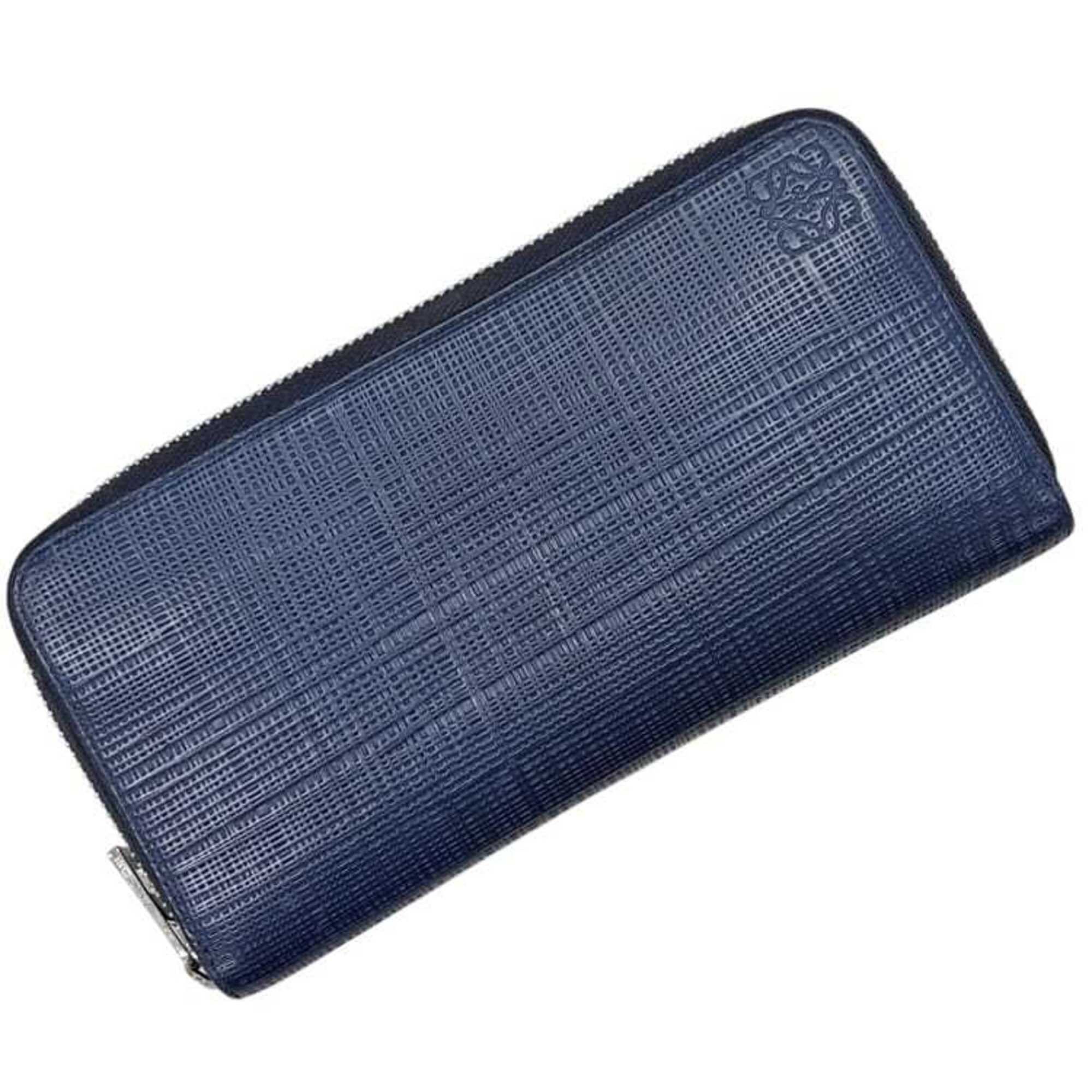 Loewe Loewe Round Long Wallet ec-25326 Navy Linen Anagram 101N88.F13 Leather 411509 LOEWE Blue Men's Women's Size ONE SIZE - 1 Thumbnail