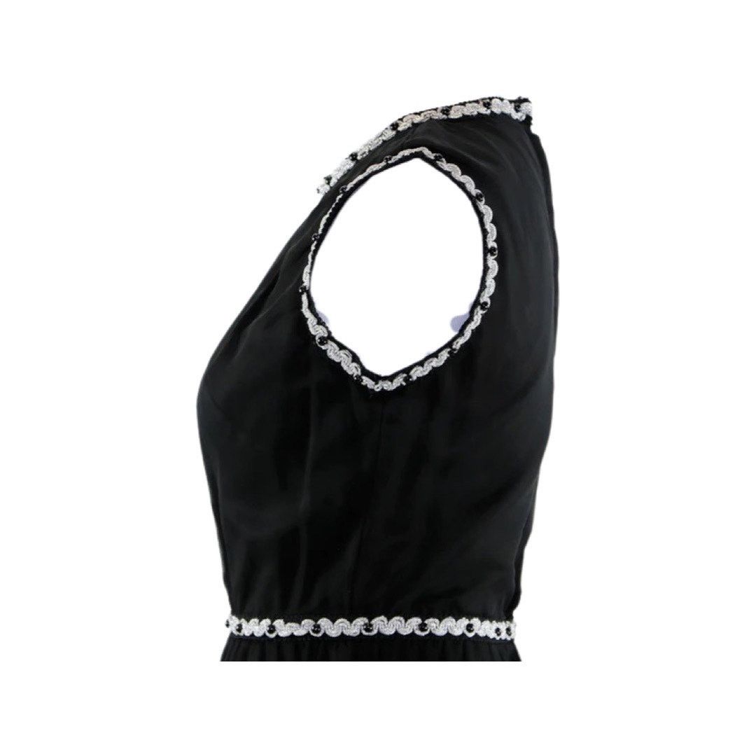 Vintage Vintage 60s Little Black Dress Metallic Silver Beading Med Size M / US 6-8 / IT 42-44 - 3 Thumbnail