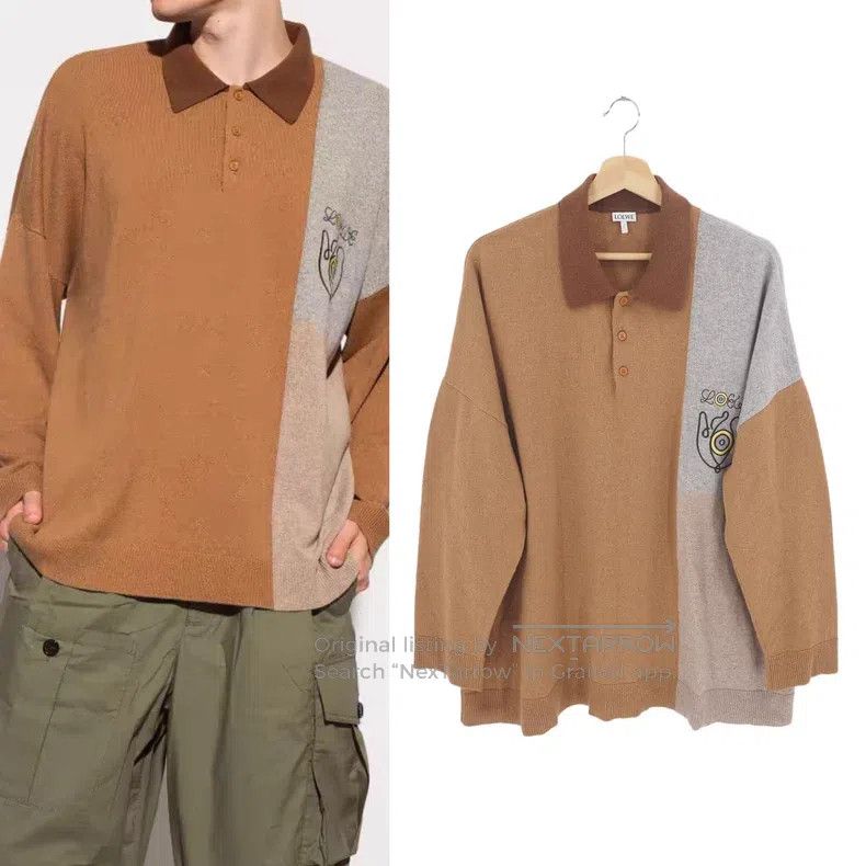 Loewe Loewe Grey and brown mixed color cashmere knit long sleeve Size US M / EU 48-50 / 2 - 1 Thumbnail