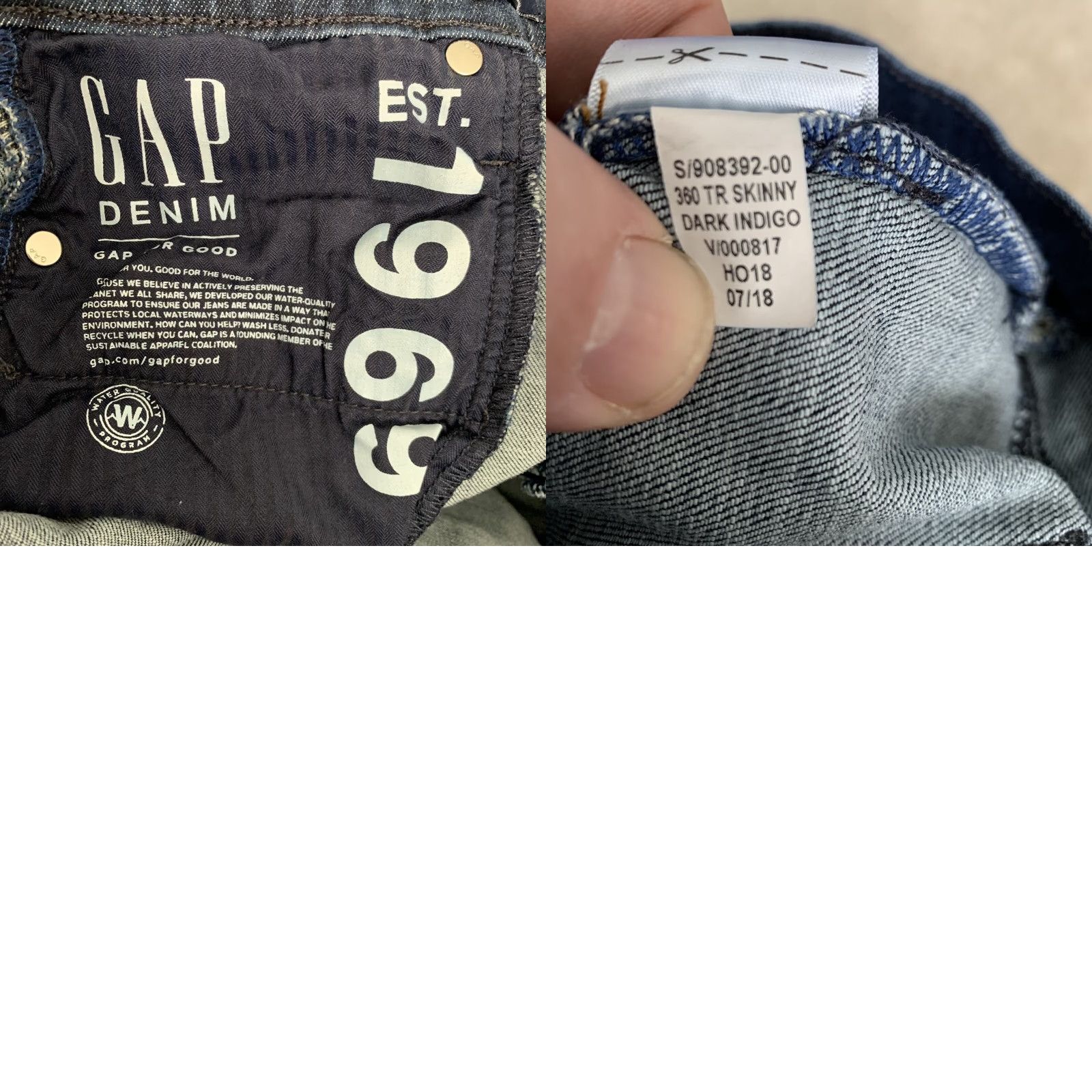 Gap GAP DENIM Jeans Womens 33T Tall TRUE SKINNY Stretch Dark Indigo Size 24" / US 00 / IT 34 - 8 Thumbnail