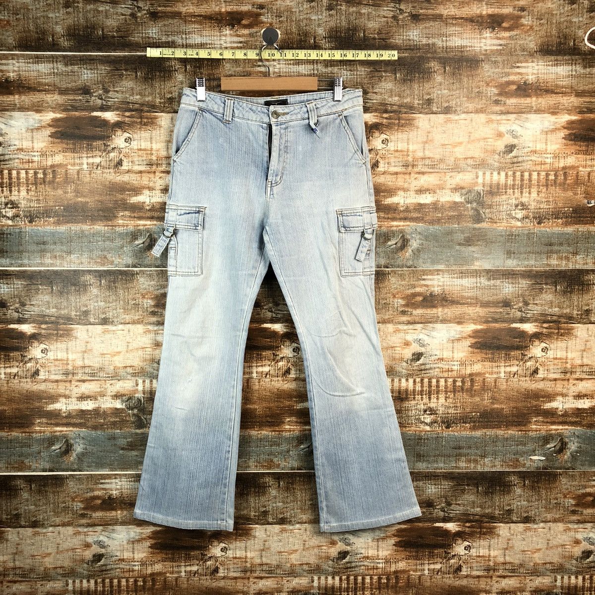 Japanese Brand Back Rush Blue Multipocket bootcut denim Jeans #A2430 Size 27" / US 4 / IT 40 - 1 Thumbnail