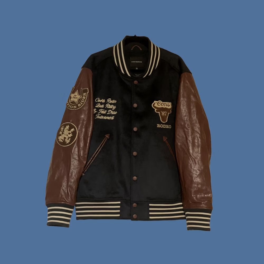 Lucky Brand {'classification': 'Product Title', 'Lucky Brand Jacket Mens 2XL Blue Wool Leather Varsity Coors Rodeo Club Beer'} Size US XXL / EU 58 / 5 - 1 Thumbnail