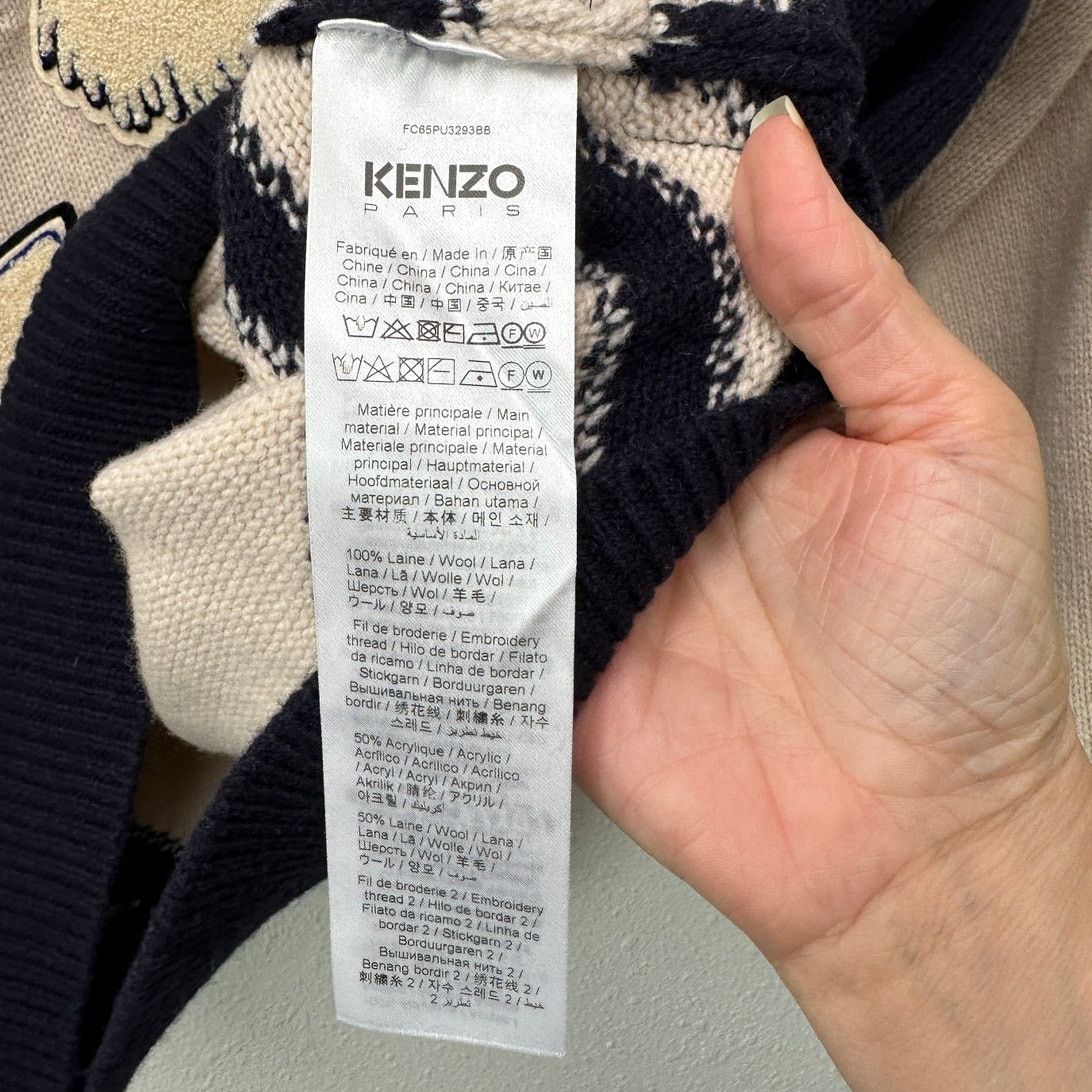 Other KENZO Paris Tiger Graphic V-Neck Sweater Off White Navy M Size US M / EU 48-50 / 2 - 11 Thumbnail