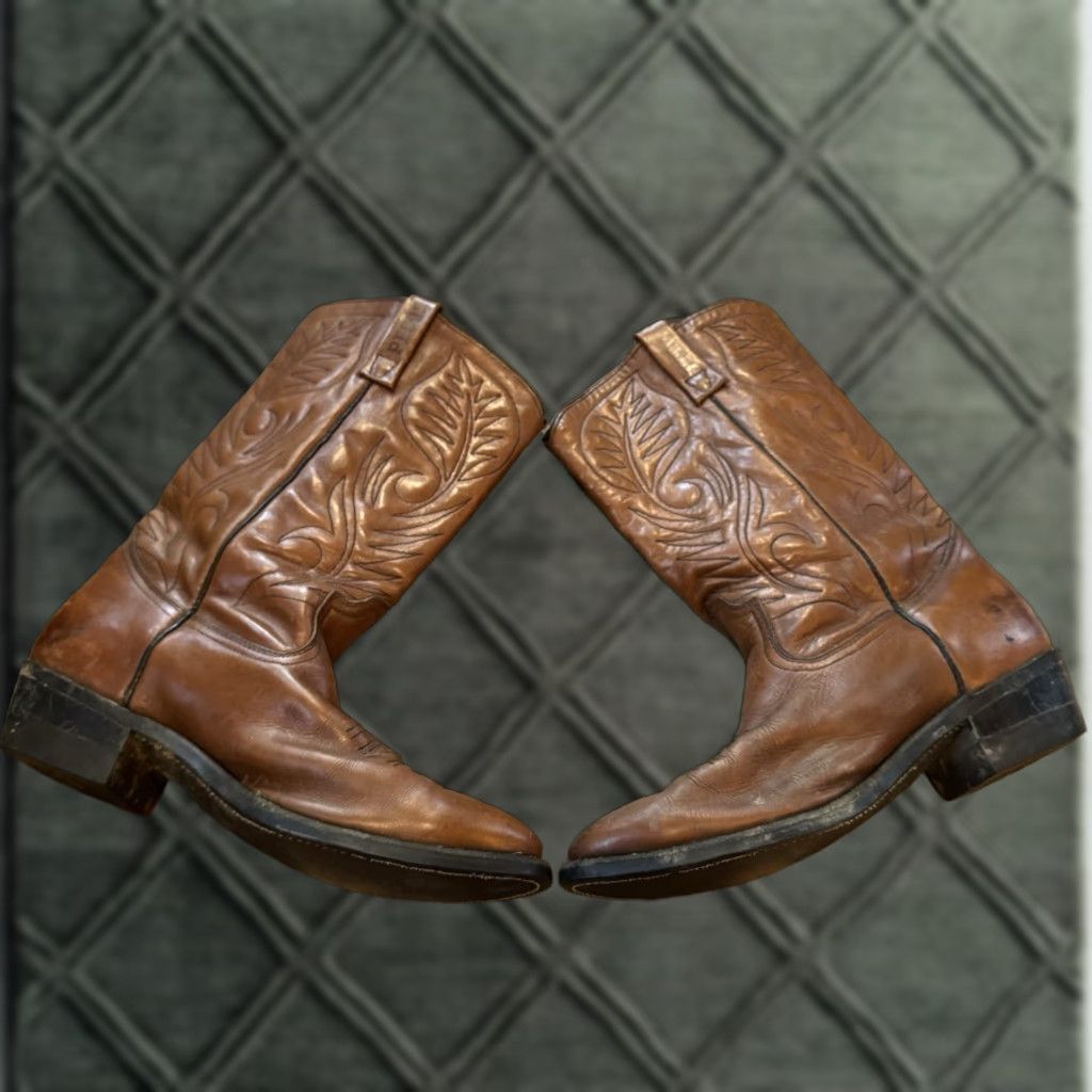 Vintage VINTAGE Red Wing Pecos Cowboy Boots Leather Made In USA Sz 11.5 B Western Brown Leather Cowboy Boots Mens Size US 12 / EU 45 - 1 Thumbnail