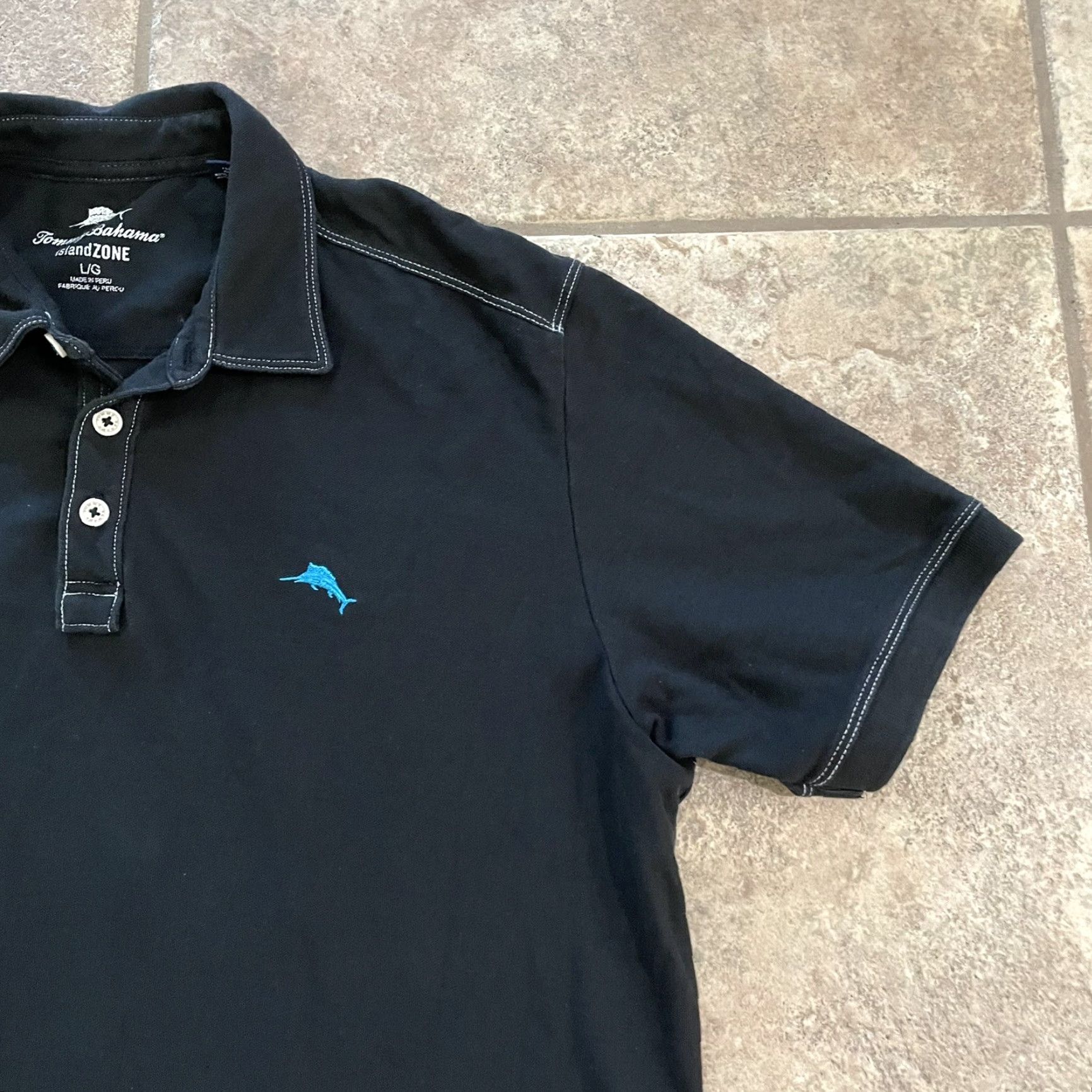 Tommy Bahama TommyBahama IslandZone Polo Shirt Mens Size L Black Pima Cotton Blend Shirt Size US L / EU 52-54 / 3 - 2 Thumbnail