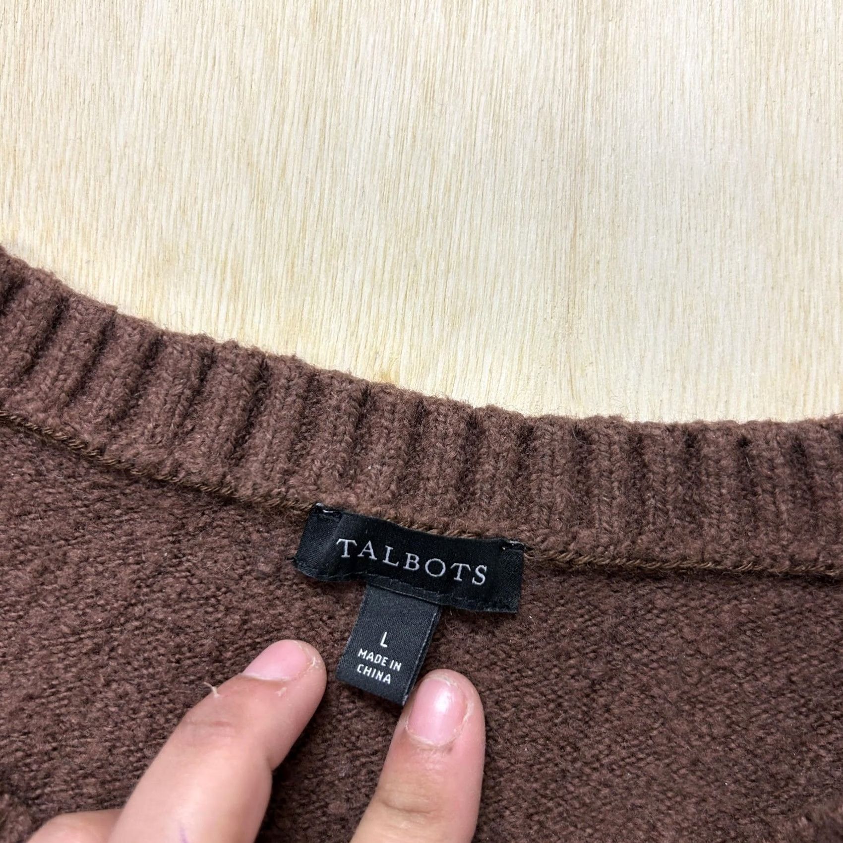 Talbots Talbots Cardigan Sweater Womens Large Brown Crew Neck Pockets Button Front Knit Size L / US 10 / IT 46 - 3 Thumbnail