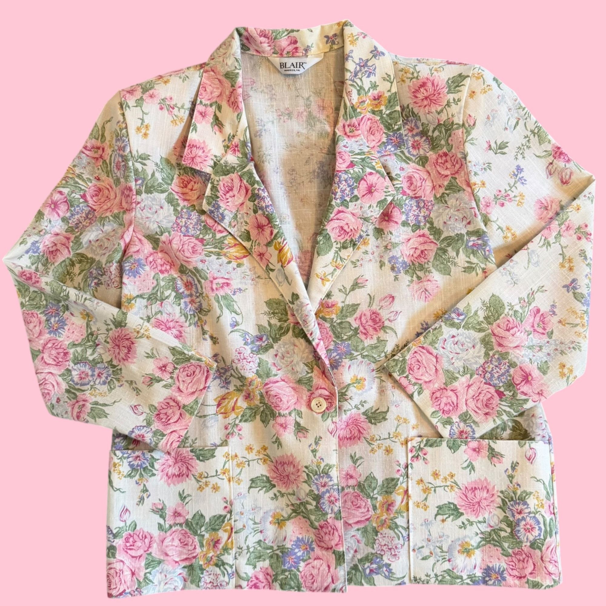 Vintage Vintage Blair All-Over Whimsy Romantic Floral Print Blazer J Size L / US 10 / IT 46 - 1 Thumbnail