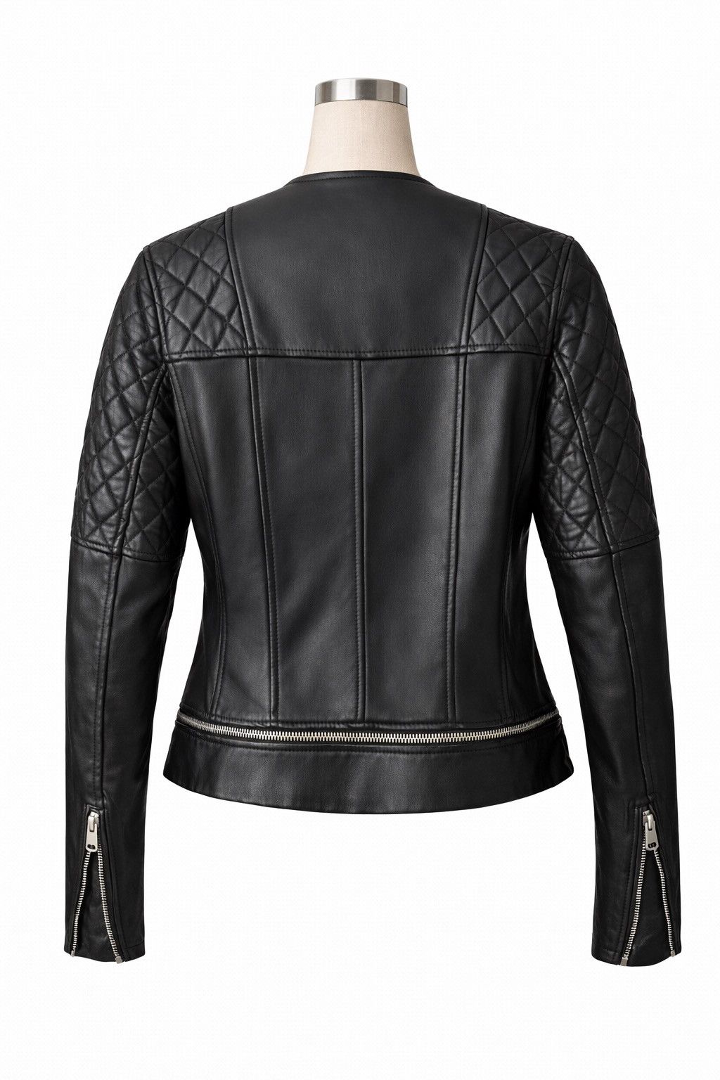 Allsaints All Saints Black Leather Jacket with Quilted Sleeves Size S / US 4 / IT 40 - 7 Thumbnail