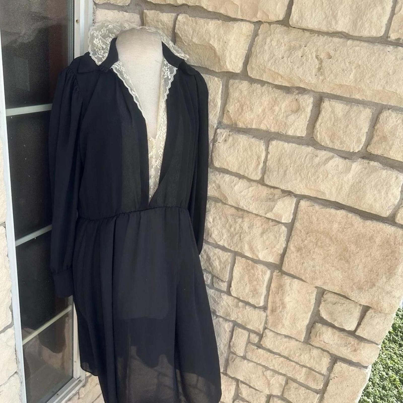 Other R.E.O Black Dress Size 14 Vintage Made Sheer Size XL / US 12-14 / IT 48-50 - 1 Thumbnail