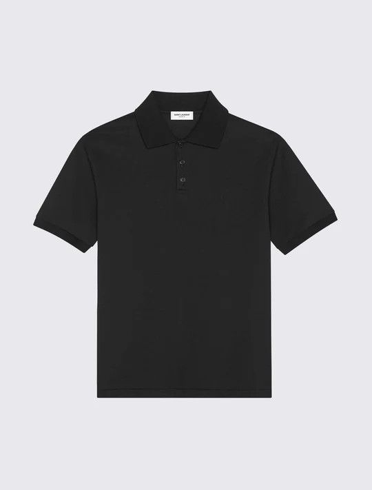 Saint Laurent Paris o1bcso1str0625 Cassandre Polo Shirt In Cotton in Black Size US XS / EU 42 / 0 - 1 Thumbnail