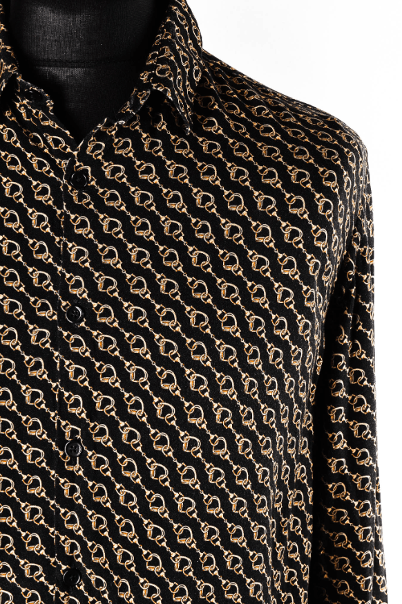 The Kooples The Kooples Chain Print Relaxed Viscose Shirt Size L Size US L / EU 52-54 / 3 - 2 Thumbnail