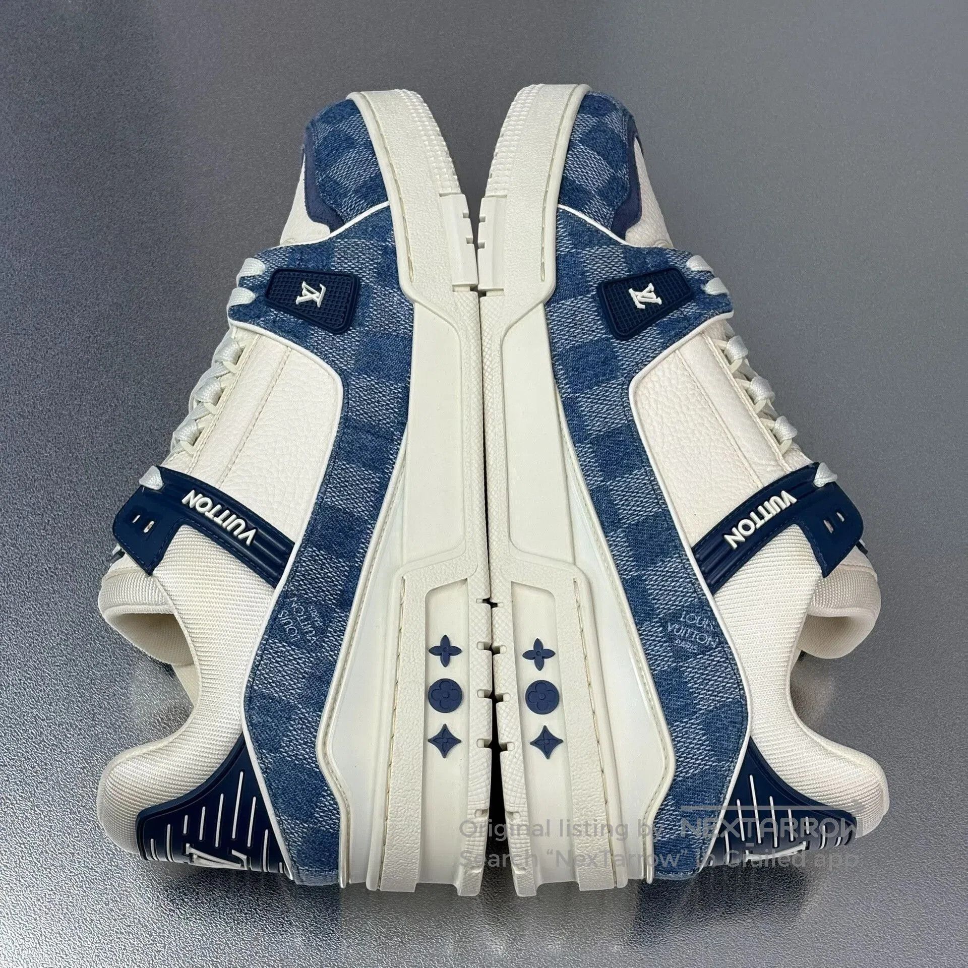 Louis Vuitton lv trainer white and blue sneakers. Size US 10 / EU 43 - 4 Thumbnail
