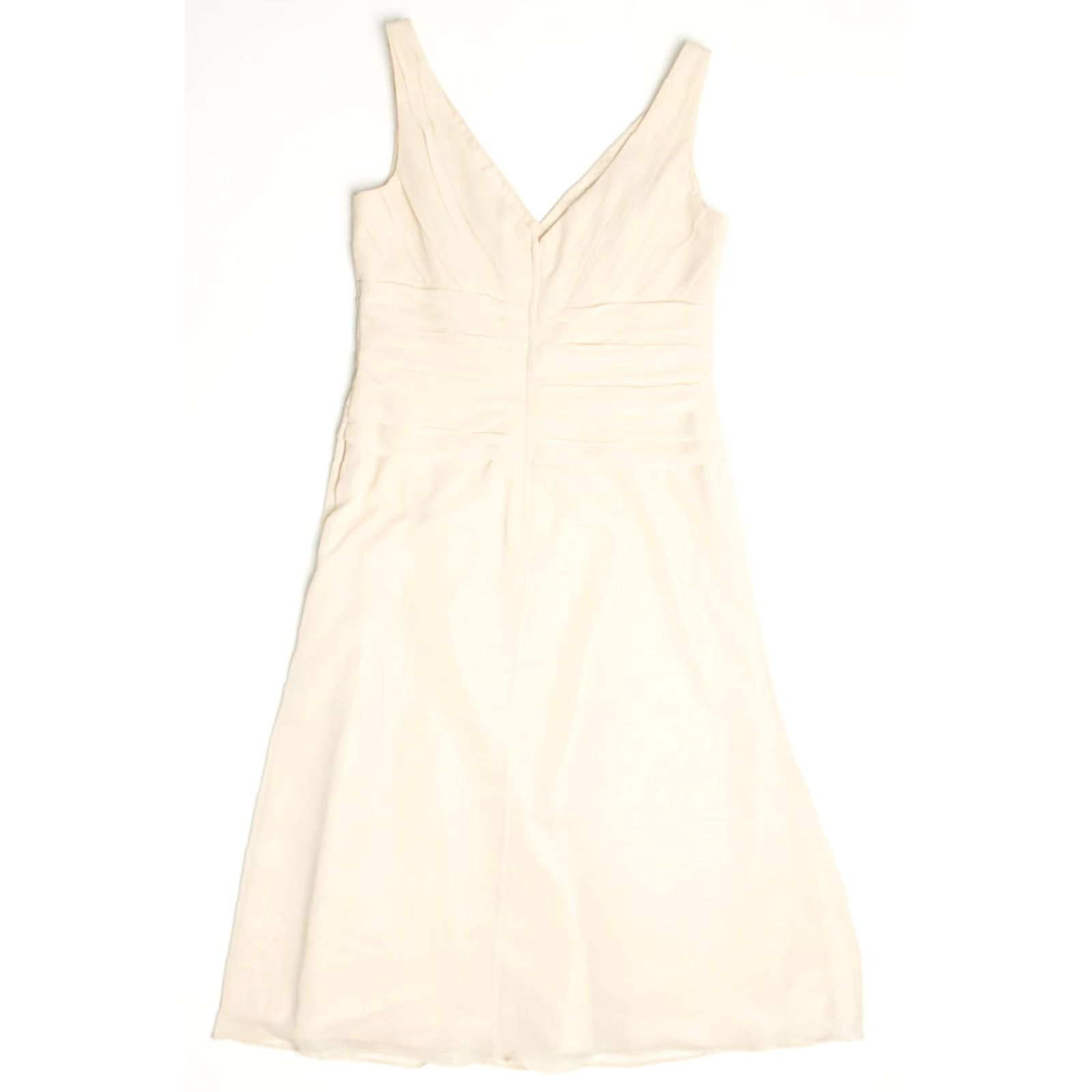 Vintage VINTAGE David's Bridal Beaded Shimmering V-Neck Ruched Dress Large Sz 12 Beige Size L / US 10 / IT 46 - 2 Thumbnail