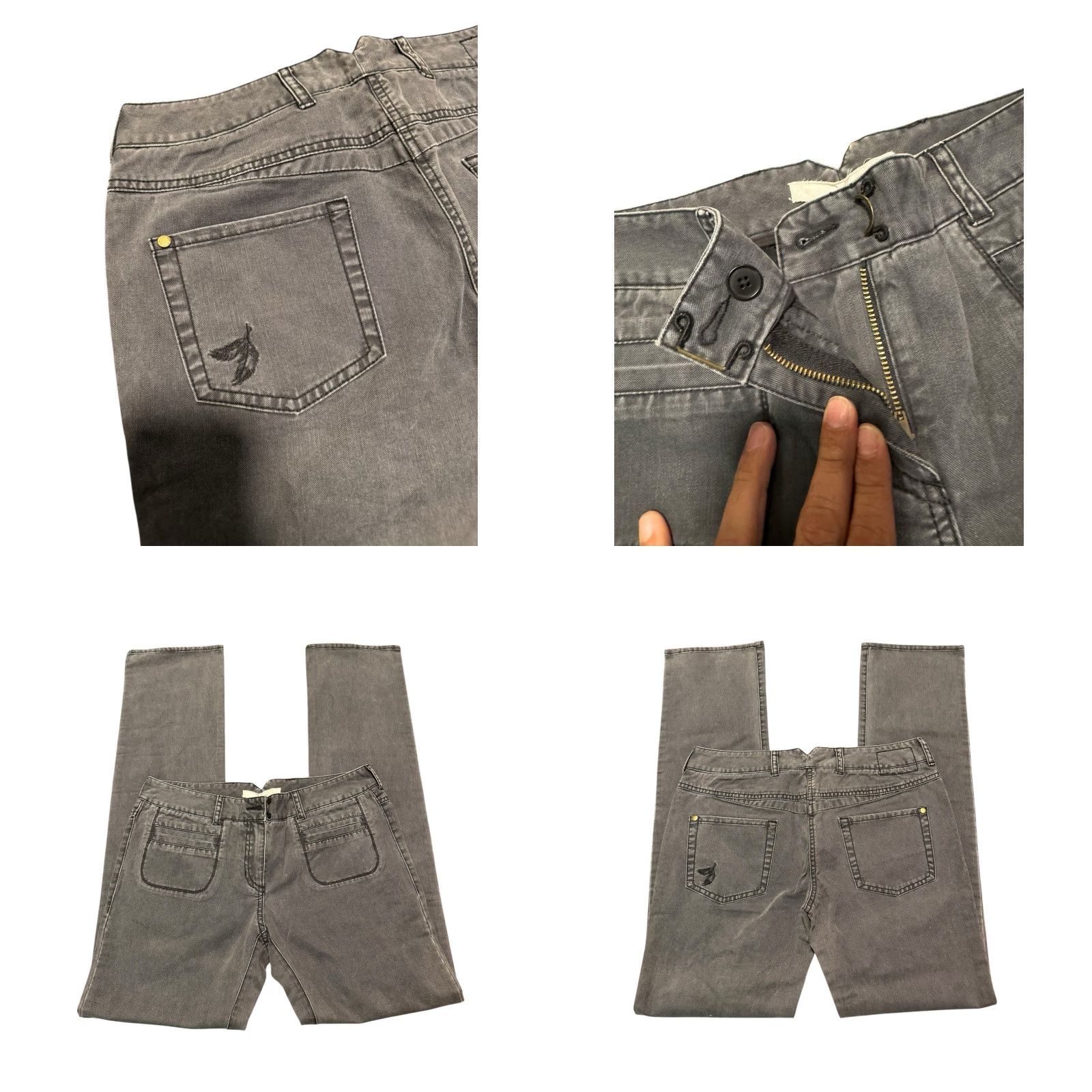3.1 Phillip Lim 3.1 Phillip Lim Grey Embroidered Feather Pants Women’s Size 8 Utility Trousers Size 30" / US 8 / IT 44 - 9 Thumbnail