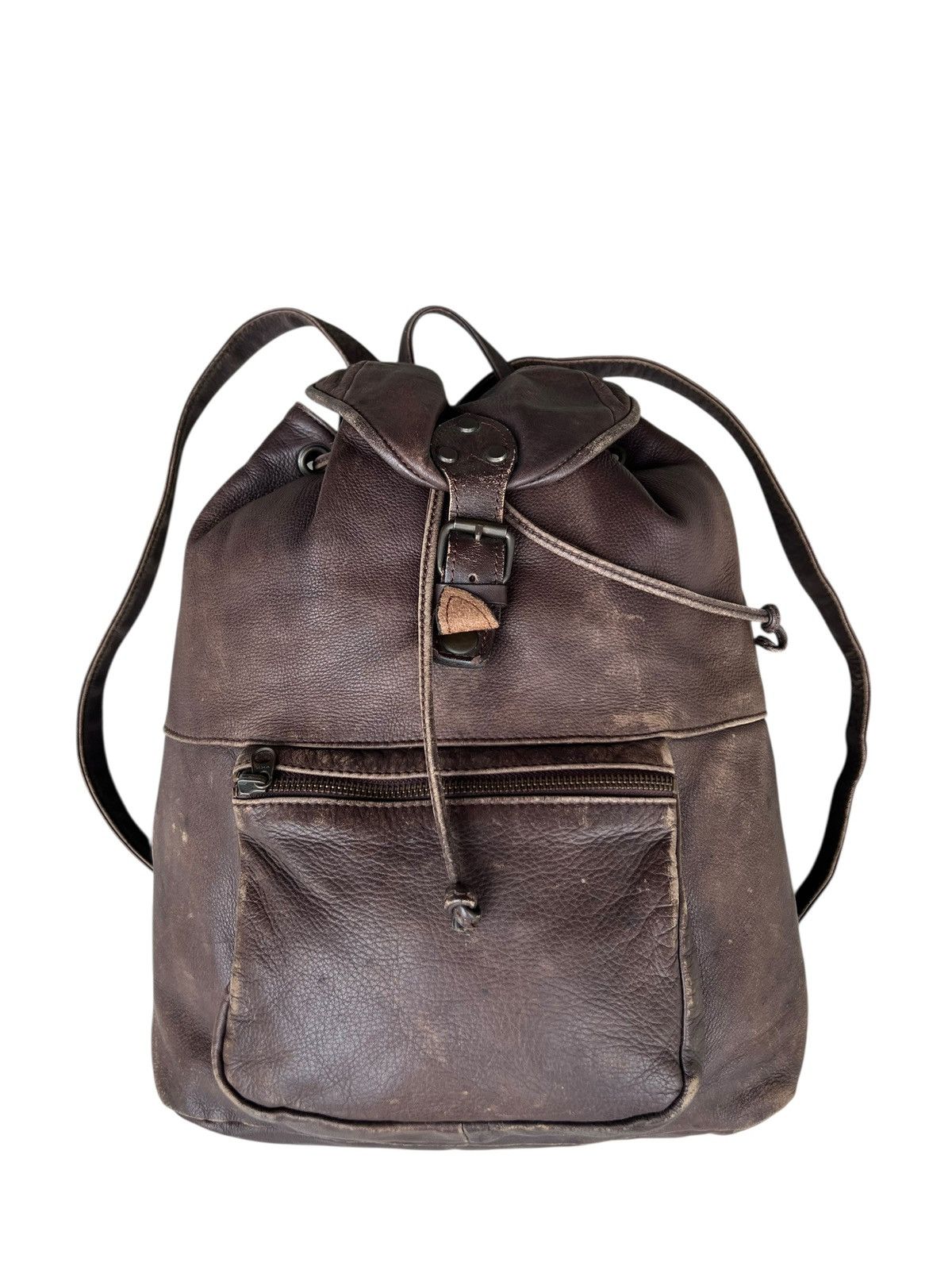 Leather Vintage DEAD HEAT Japan Patina Scratch Leather Backpack Bag Size ONE SIZE - 6 Thumbnail