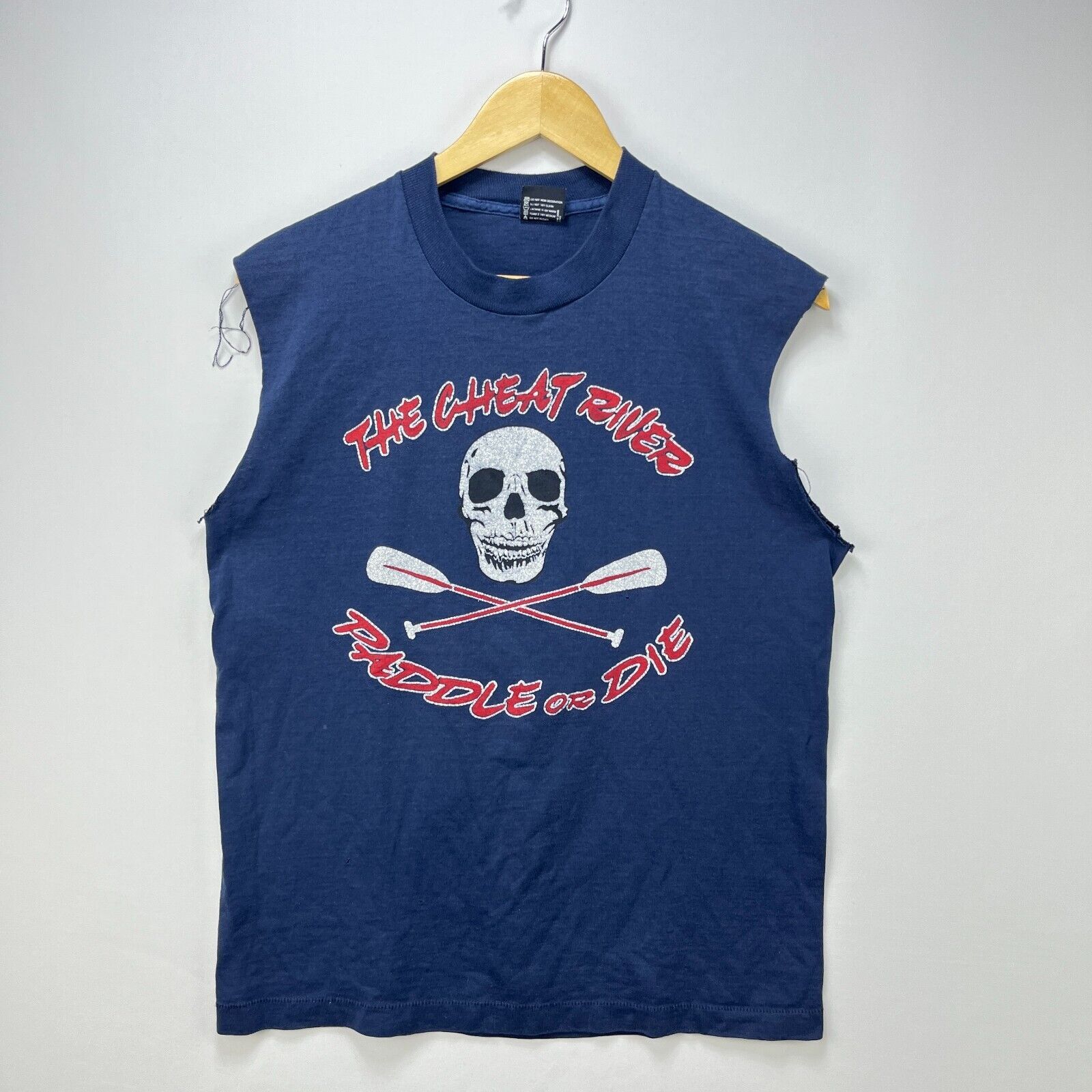Fruit Of The Loom × Vintage Vintage '90s Skull Biker Style Sun Faded Large Single Stitch Size US L / EU 52-54 / 3 - 1 Thumbnail