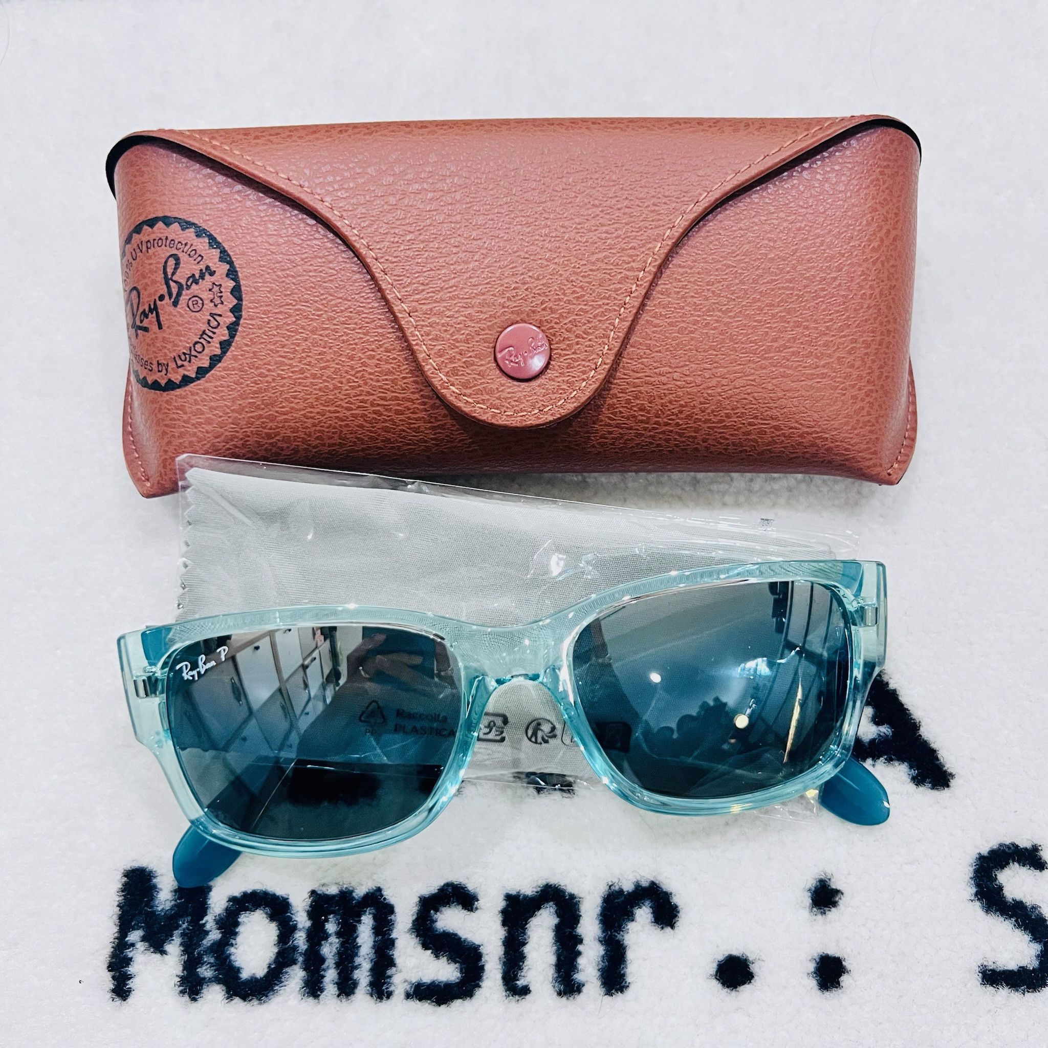 RayBan Ray-Ban Polarized RB4388 Transparent Green Pillow Sunglasses Size ONE SIZE - 2 Thumbnail