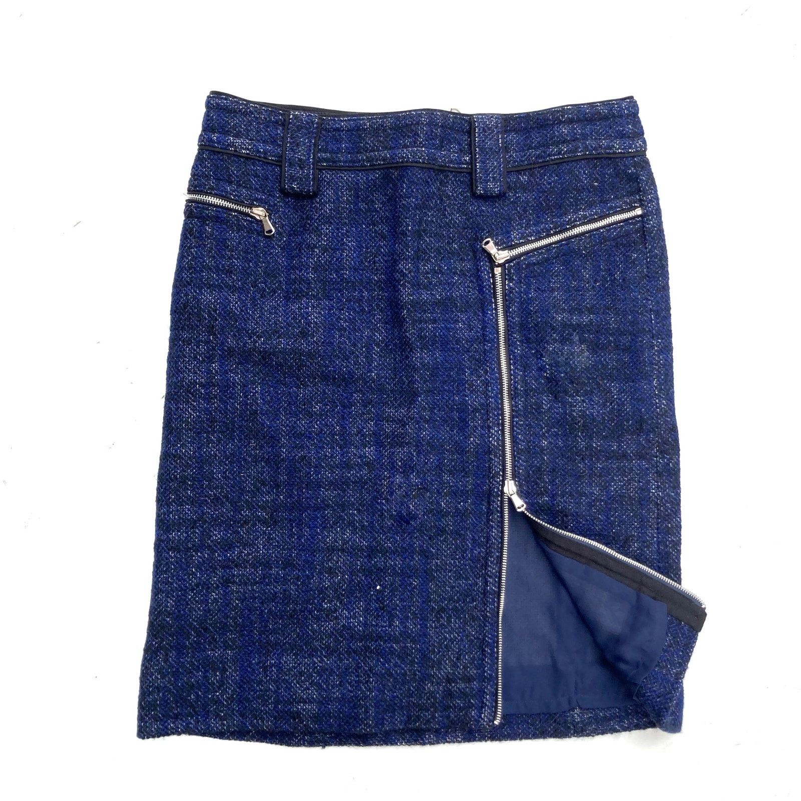 Marc Jacobs Marc by Marc Jacobs Y2K Indigo Wool Moto Zip Skirt Sz 12 Size 34" / US 12 / IT 48 - 2 Thumbnail