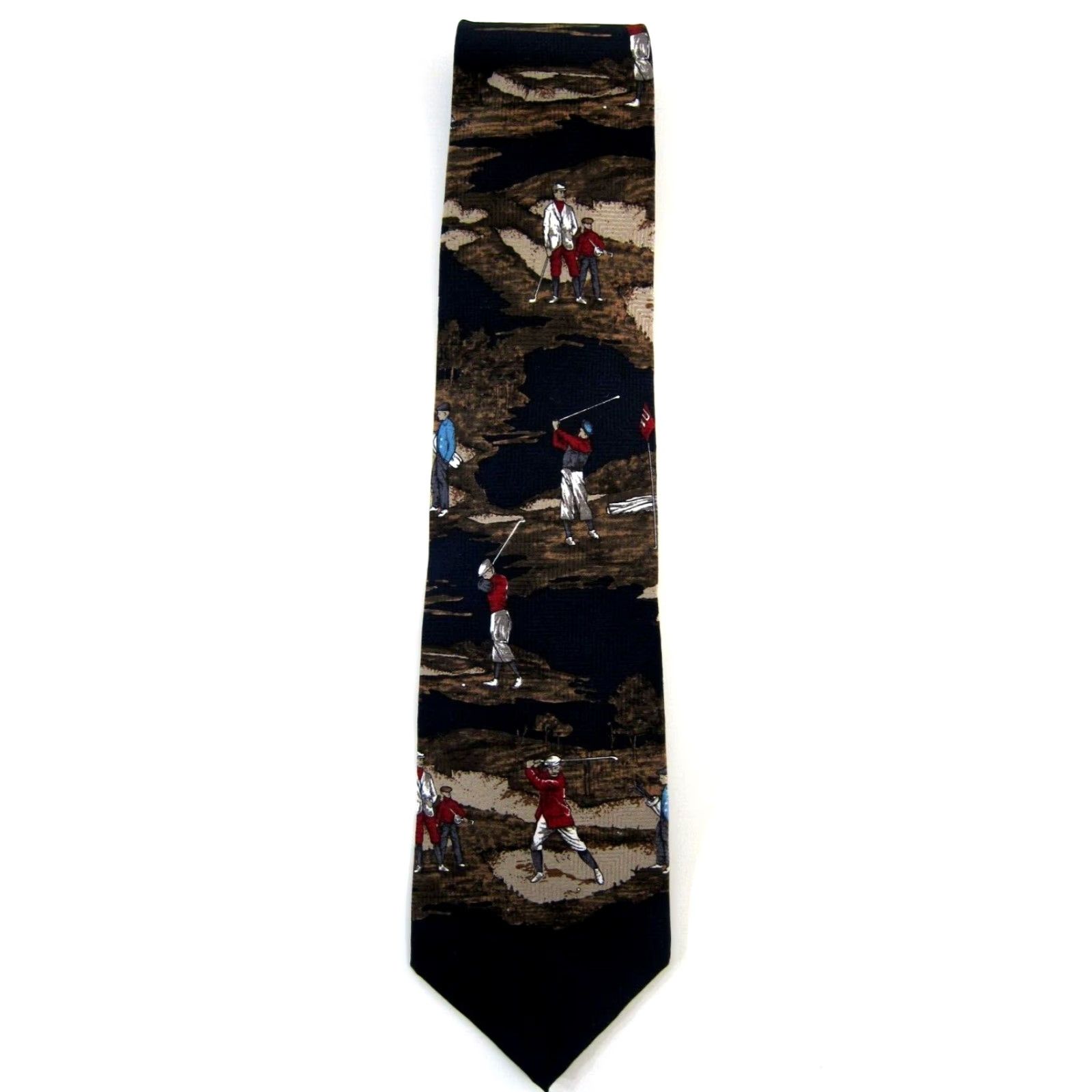 Vintage VINTAGE Robert Stack Golf Tie Unisex 2 Wide 4" 56" Blue Green Silk 100% Vintage Golf Theme Belted Tie Style Mens Womens Boys Girls Size ONE SIZE - 2 Thumbnail