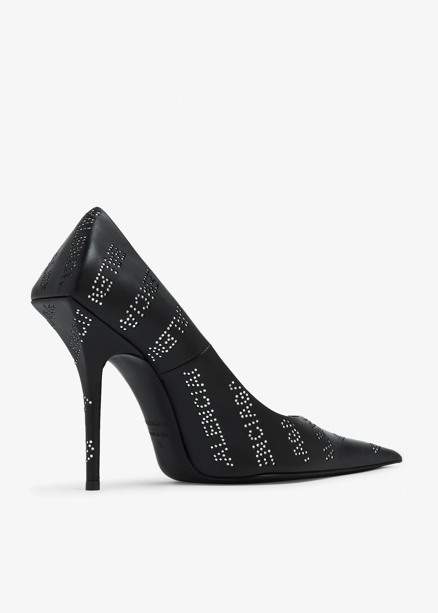 Balenciaga o1tr1nto0825 Square Knife 110mm Pumps With Rhinestones Black Size US 8.5 / IT 38.5 - 3 Thumbnail