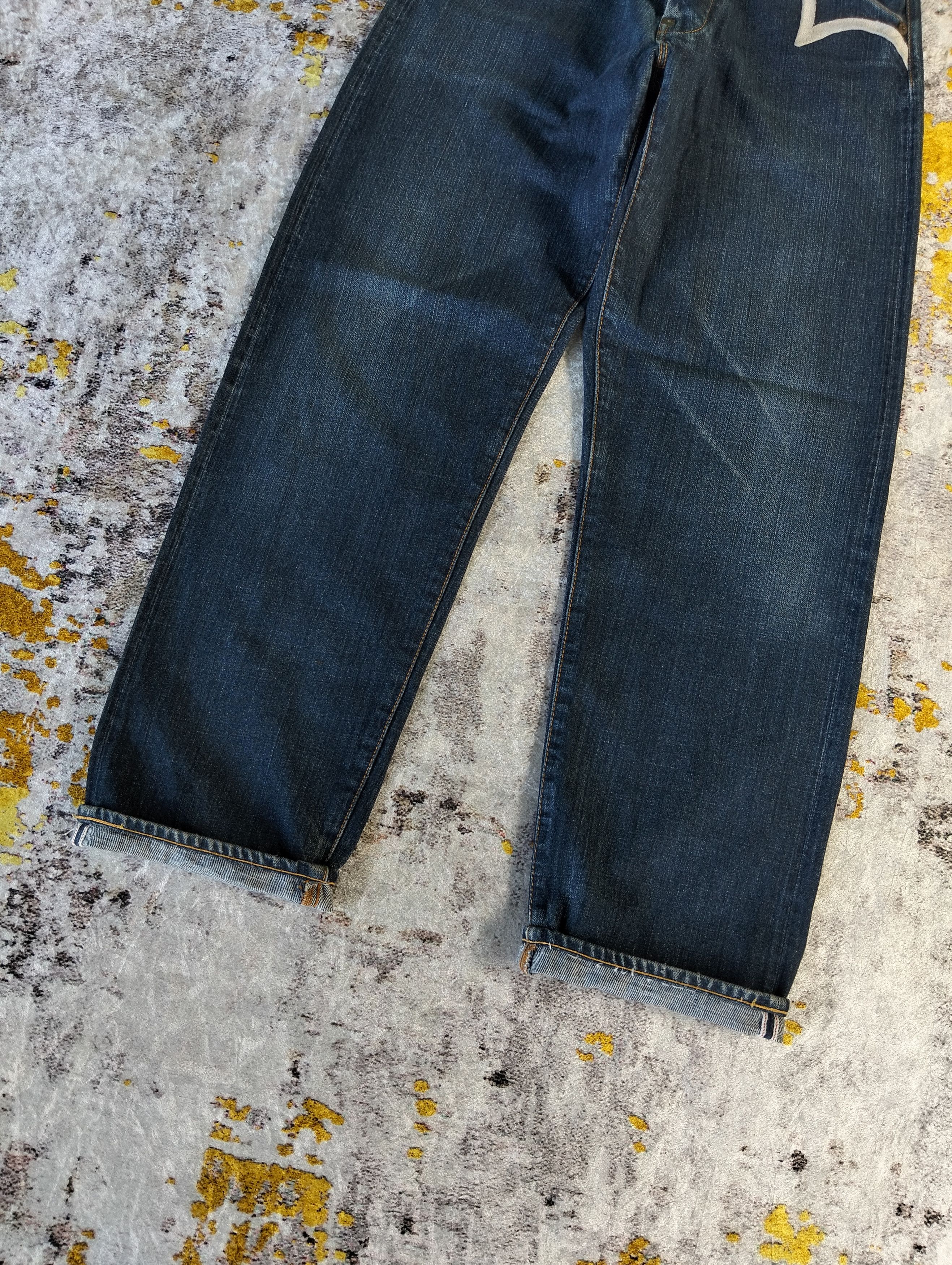 Evisu Evisu Paris Button Fly Red Line Selvedge Buckle Back Denim Size US 31 - 11 Thumbnail