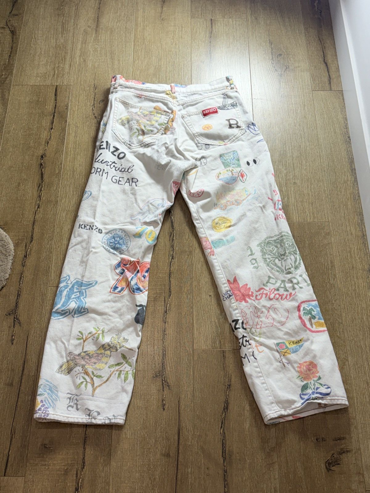Kenzo Kenzo Drawn Varsity Asagao Straight-Leg Denim Pants Size US 34 / EU 50 - 3 Thumbnail