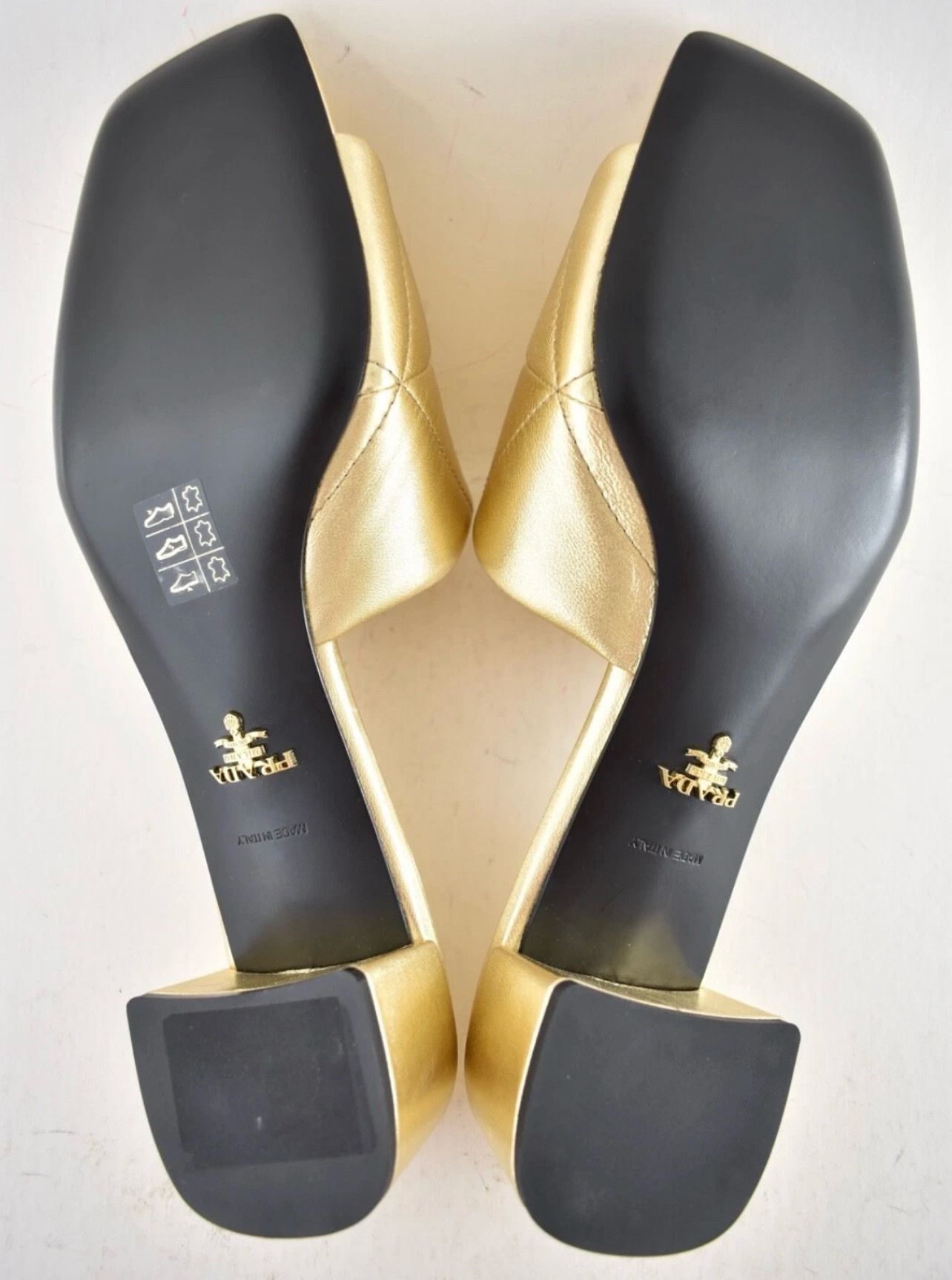 Prada Prada Quilted Leather Diagram Gold Slide Sandal Heel 40.5 Size US 10.5 / IT 40.5 - 15 Thumbnail