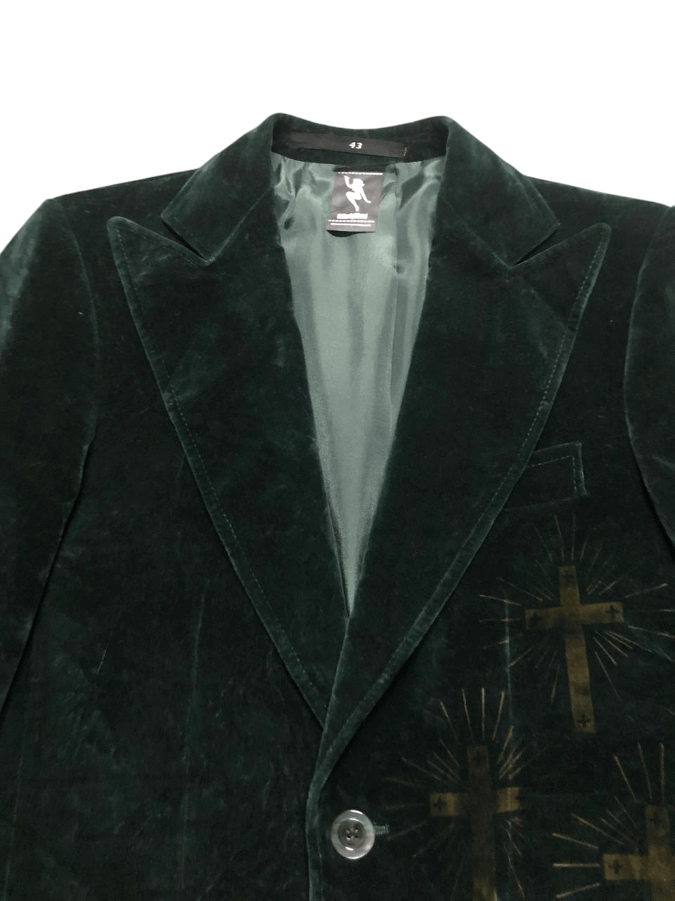 N.Hoolywood N.HoolyWood Green Velvet Blazer Design Cross Printed Size US S / EU 44-46 / 1 - 4 Thumbnail